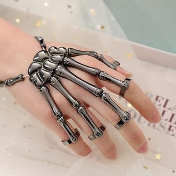 Avisto Armband mit Gravur unk-Finger-Ring-Link-Armband, Halloween Armband für Frauen