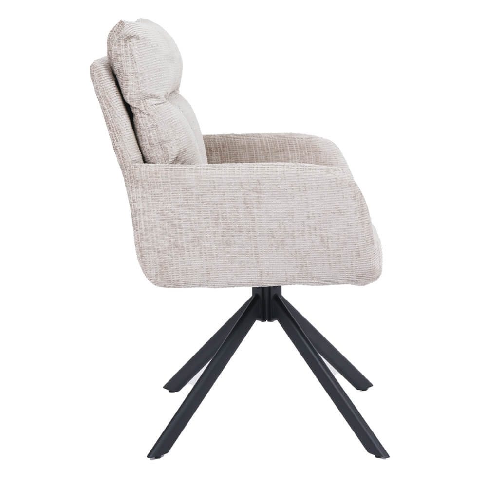 HOME DELUXE Esszimmerstuhl ALUNA mit Armlehne (6 St), 360° Drehfunktion, Armlehnen Stuhl, Polsterstuhl – Bild 4 von 5