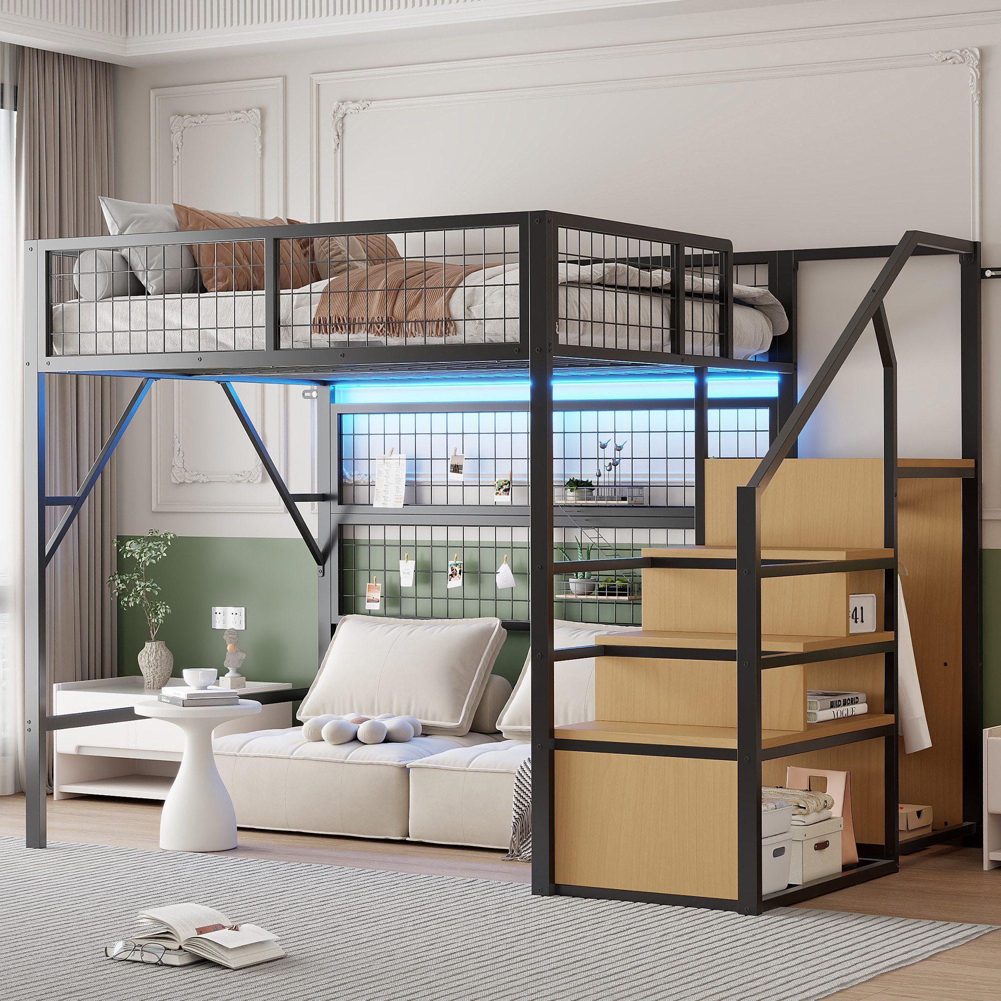 Merax Hochbett (Kinderbett Jugendbett Eisenbett, 1-St., günstig online kaufen