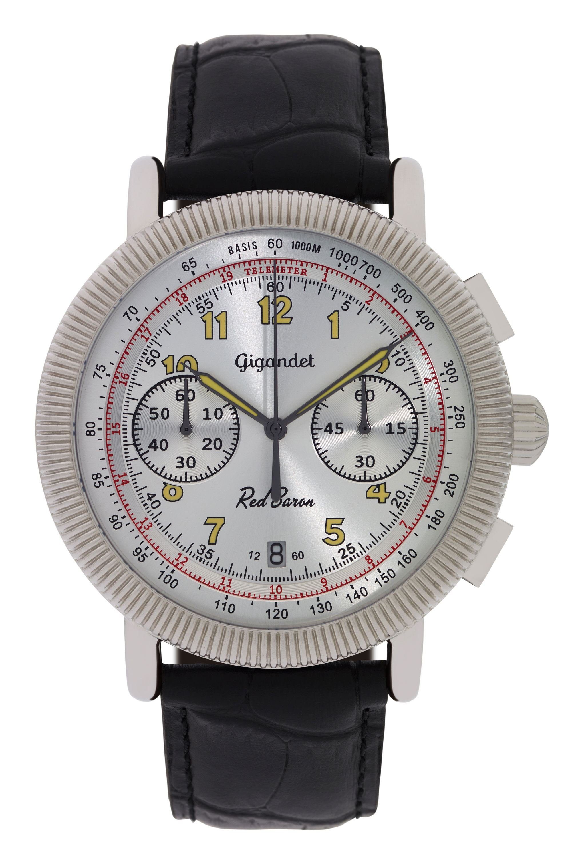 Gigandet Chronograph Red Baron IV, Mineralglas, Chronograph, Datumsanzeige, Tachymeter, Telemeter