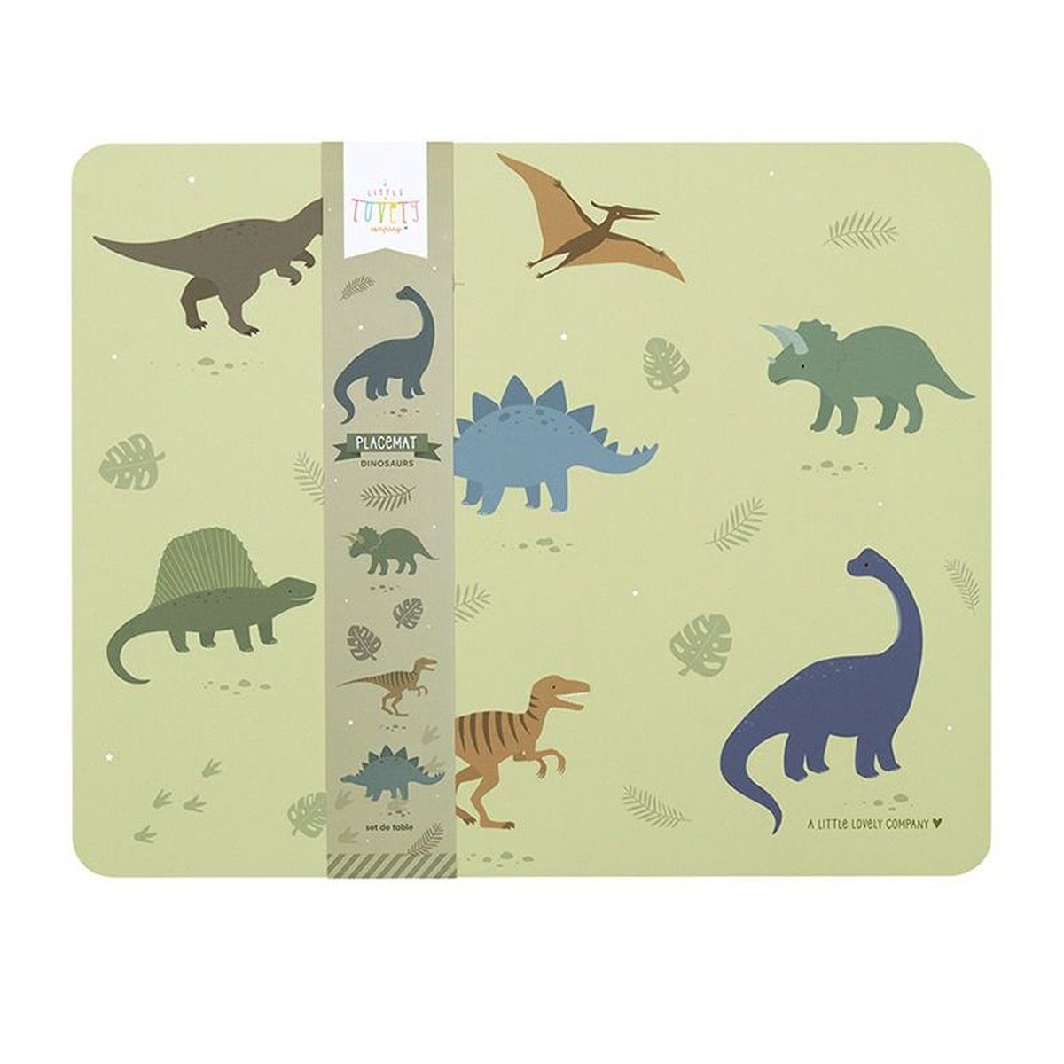 A Little Lovely Company Platzset Tischset Dinosaurier 43 x 34 x 0,2 cm, Anti-Rutsch Beschichtung