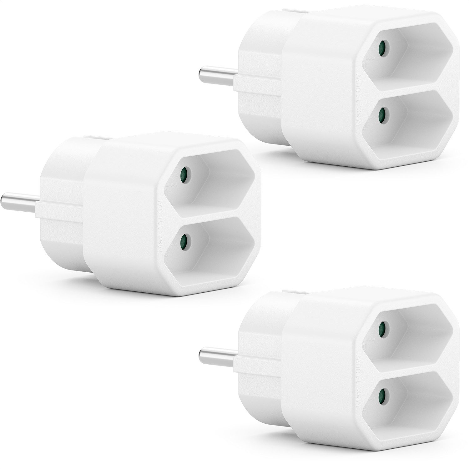 deleyCON deleyCON 3x Mehrfachstecker Indoor 2x Euro-Buchse Innenbereich max. Steckdosenleiste