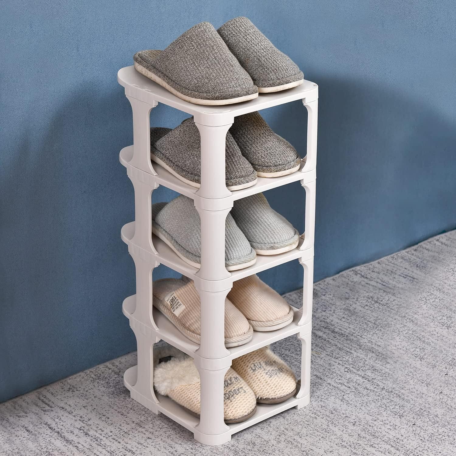 LuxusKollektion Schuhregal Schuhregal Kunststoff Weiß 5 Etagen
