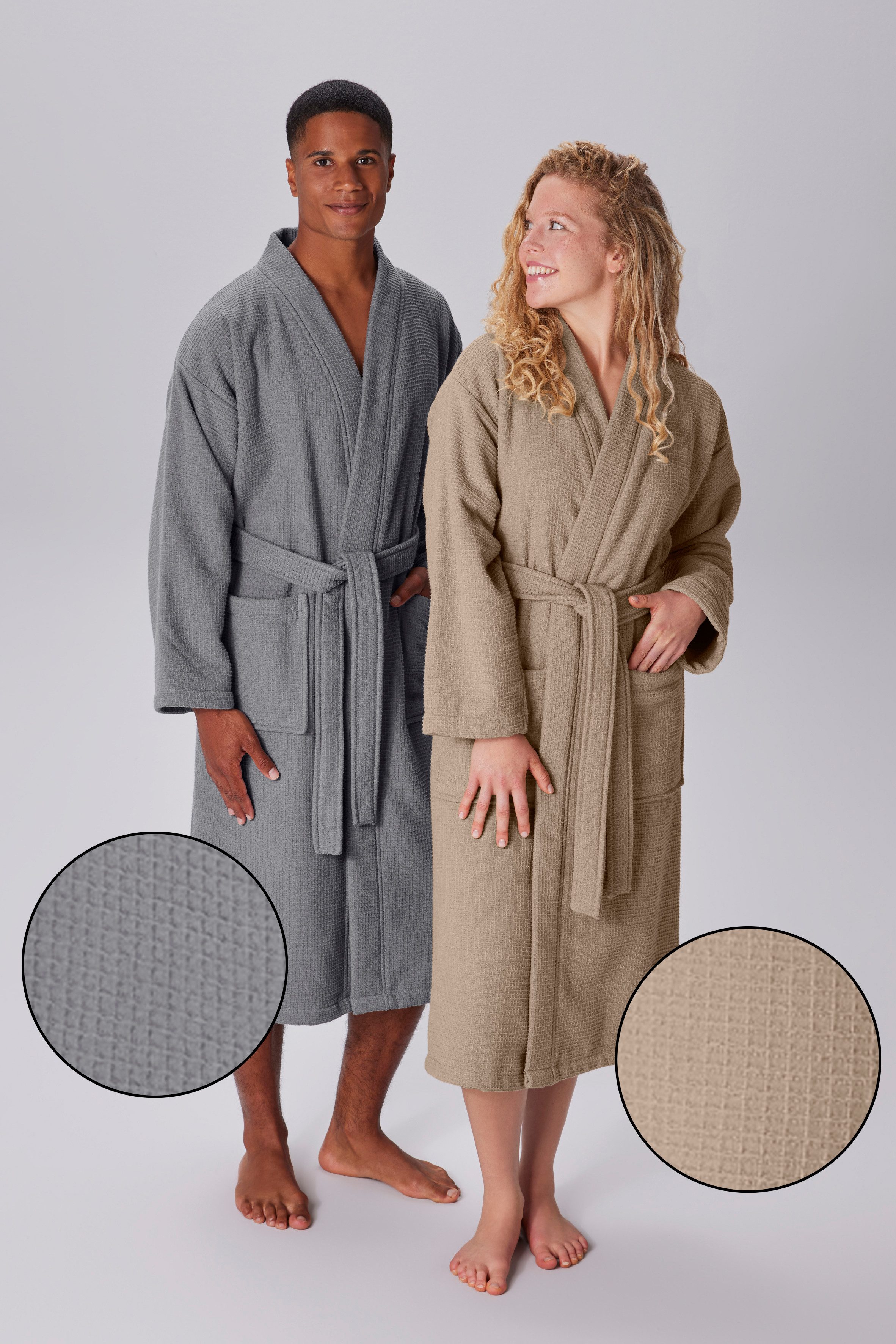 my home Unisex-Bademantel Merida, Waffelpiqué, Premium günstig online kaufen