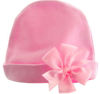 La Bortini Erstlingsmütze Mütze mit Schleife Haube in Rosa für Baby und Kinder ab 0Mon