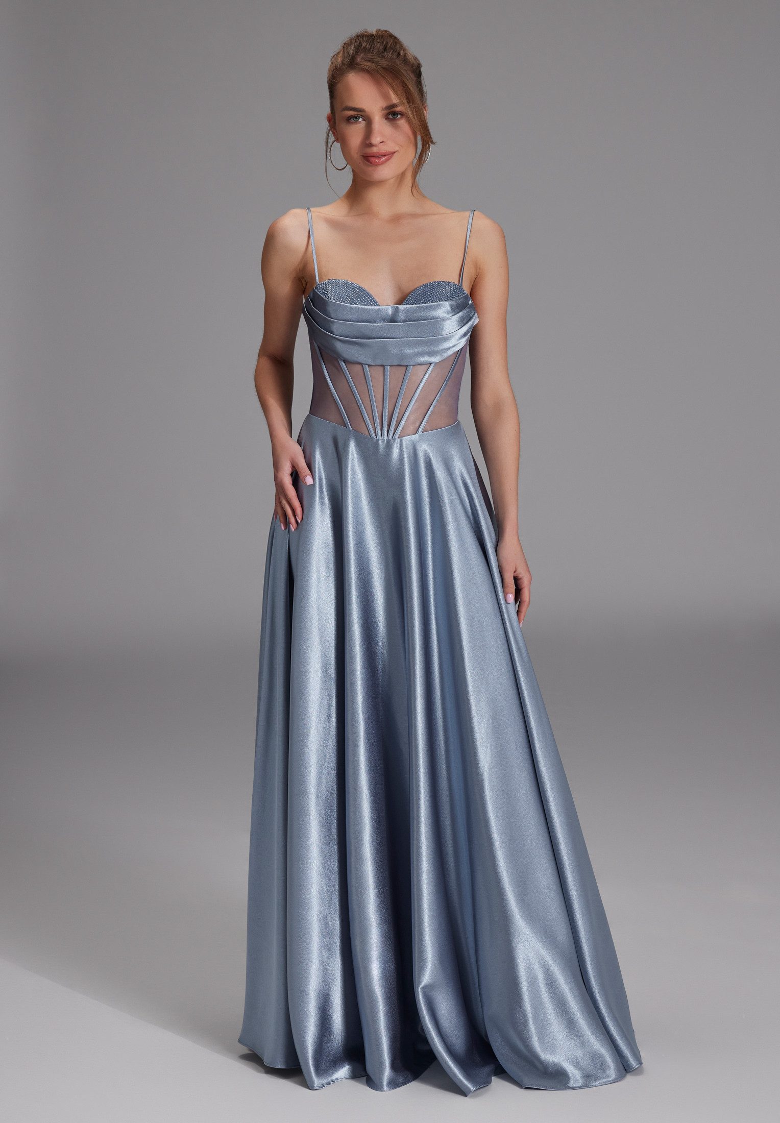 Hey Kyla Abendkleid - See-through-Corsagenkleid mit Ziersteinen Taillierter Schnitt mit ausgestelltem Rockteil – Bild 5 von 5