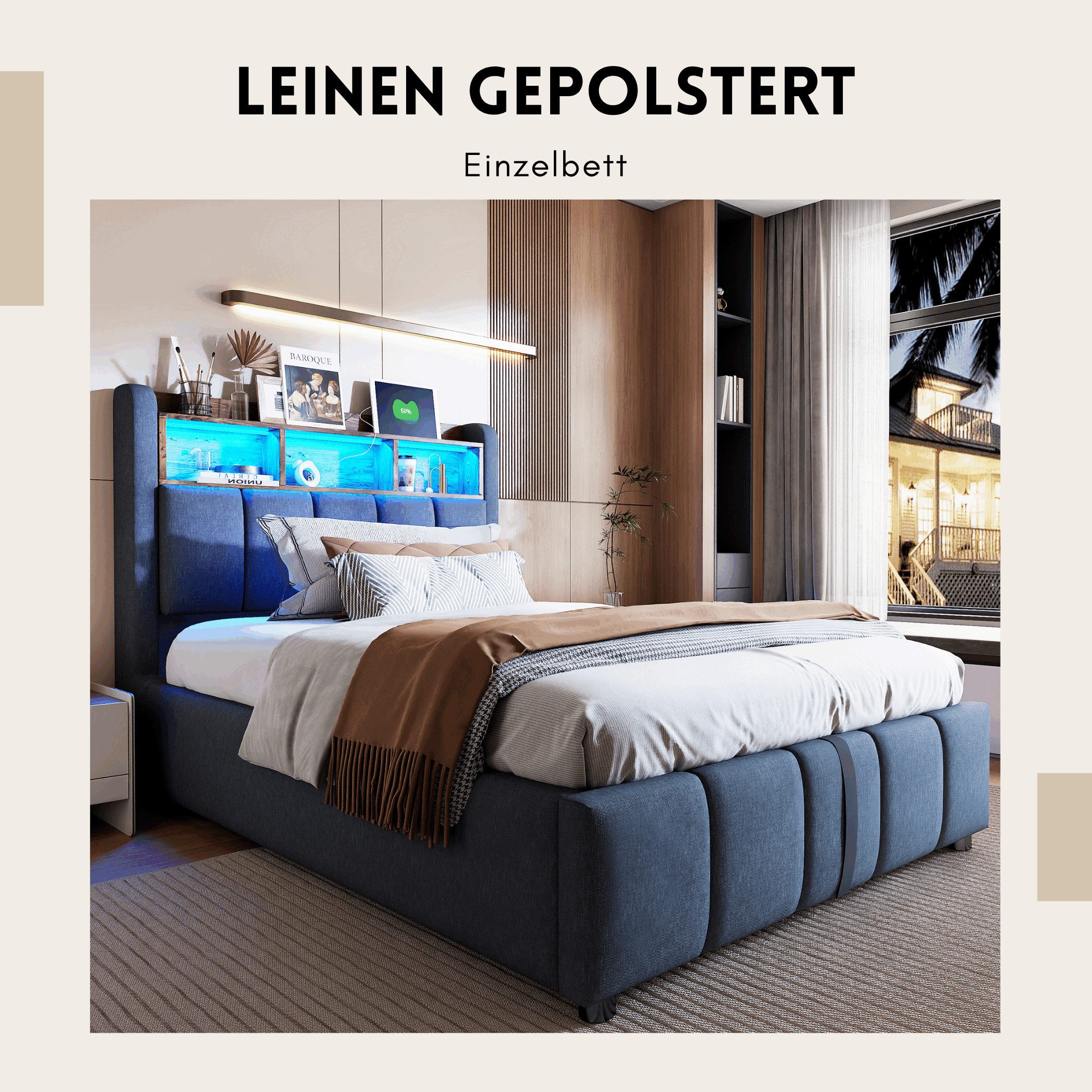 SeedWave Polsterbett LED Hydraulisches Bett Leinenbezug günstig online kaufen