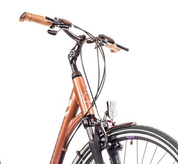 breluxx Cityrad 28 Zoll ALU Damenfahrrad Trekking Elegance bronze, Citybike, 21 Gang Shimano Tourney Schaltwerk, Kettenschaltung