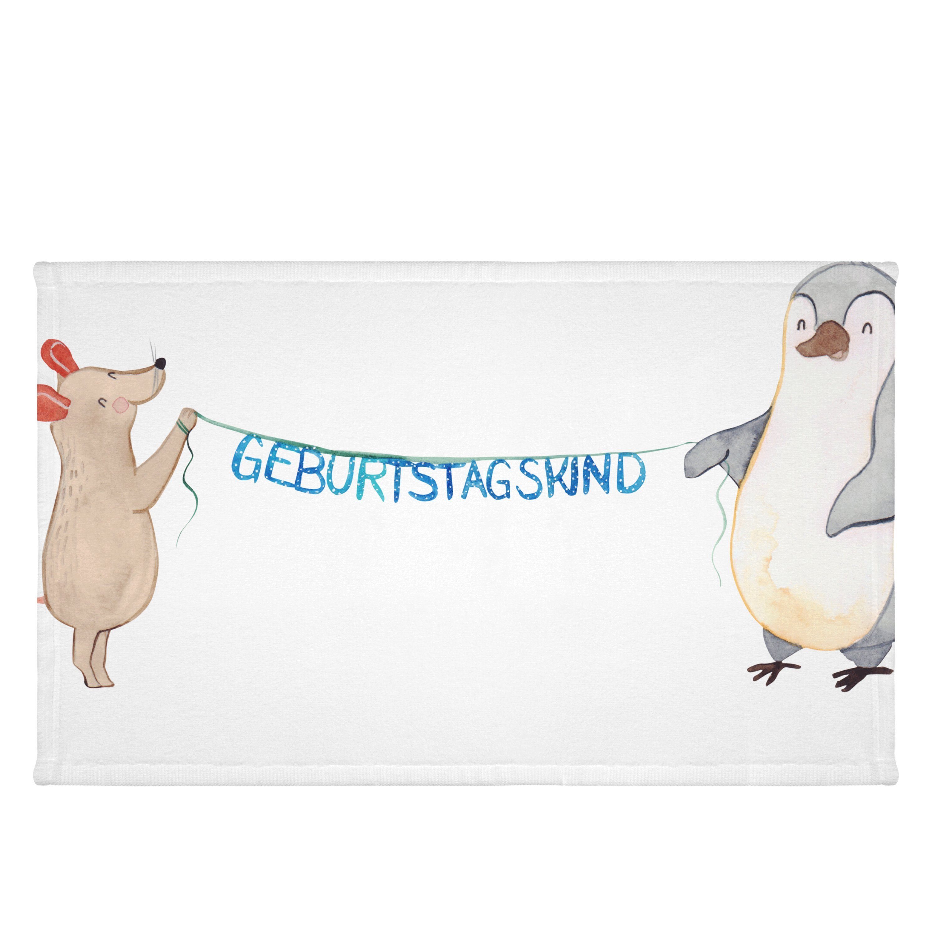 Mr. & Mrs. Panda Handtuch Maus Pinguin Geburtstag - Weiß - Geschenk, Gästetuch, Sport Handtuch, (1-St)
