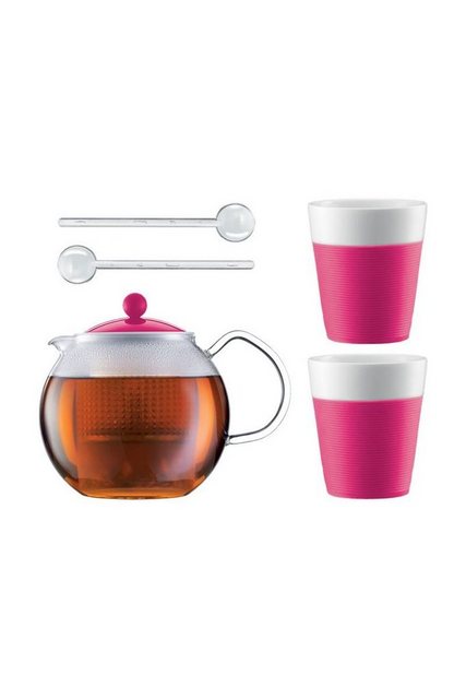 Bodum Teebereiter Assam, Set, 1 Liter Teebereiter mit Kunststofffilter, 2 Teegläser