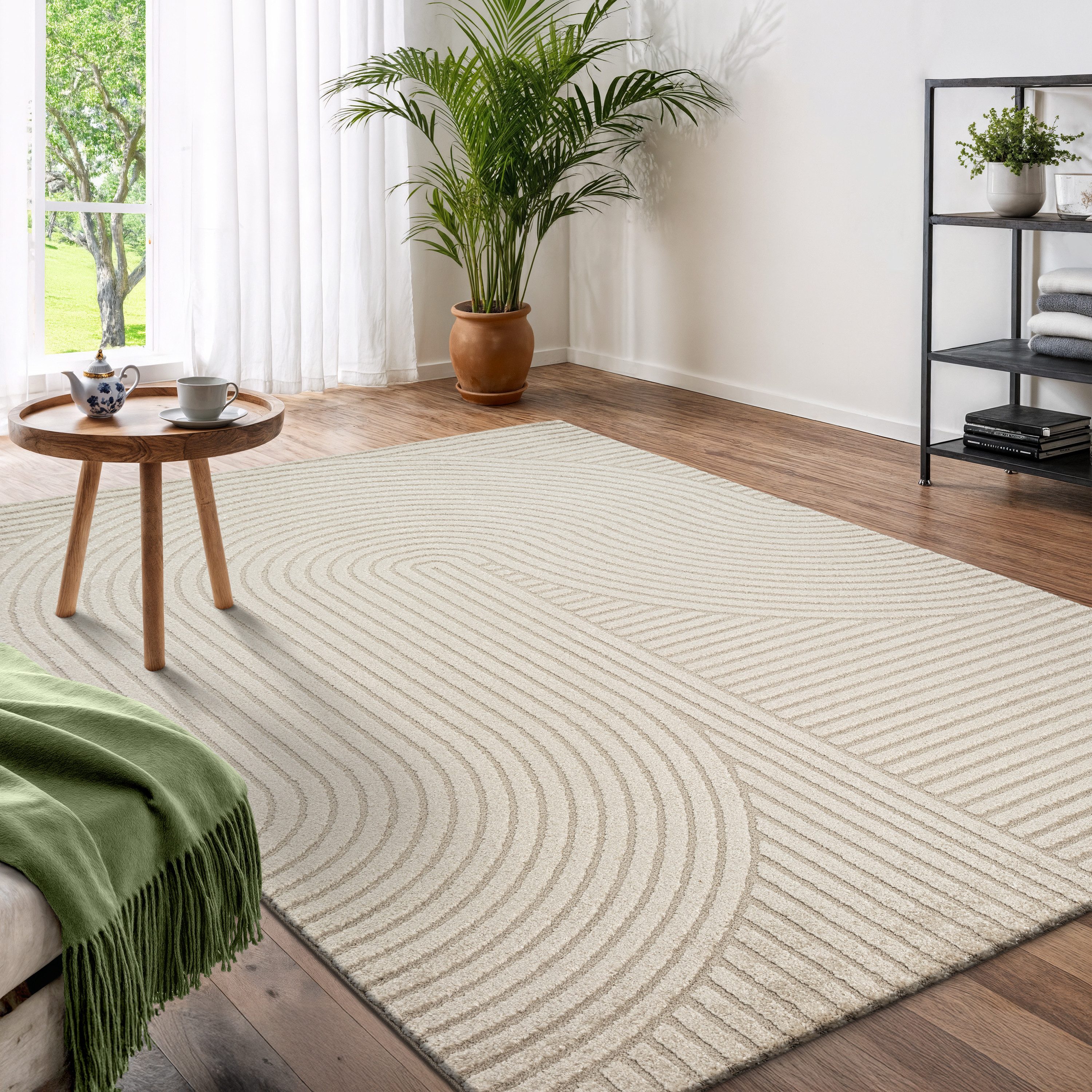 OTTO home Designteppich Eliaan 3D Optik/Hoch-Tief Effekt, rechteckig, Höhe: 14 mm, hohe Flordichte und angenehm weich, Teppich Wohnzimmer Boho Design
