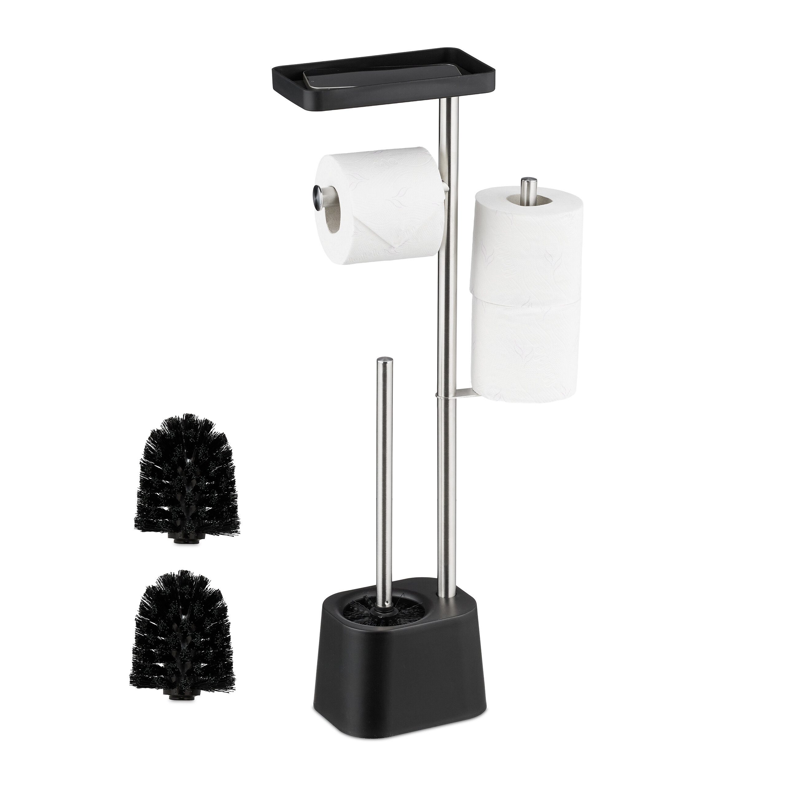 relaxdays WC-Garnitur mit Ablage, schwarz günstig online kaufen