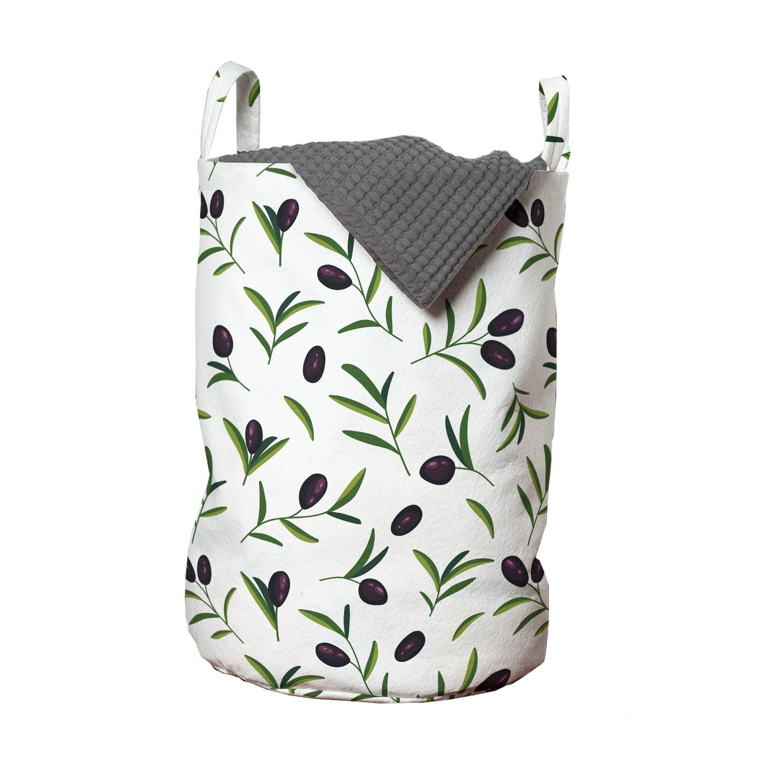 Abakuhaus Wäschesäckchen Wäschekorb mit Griffen Kordelzugverschluss für Waschsalons, Olive Botanische Branches Blätter