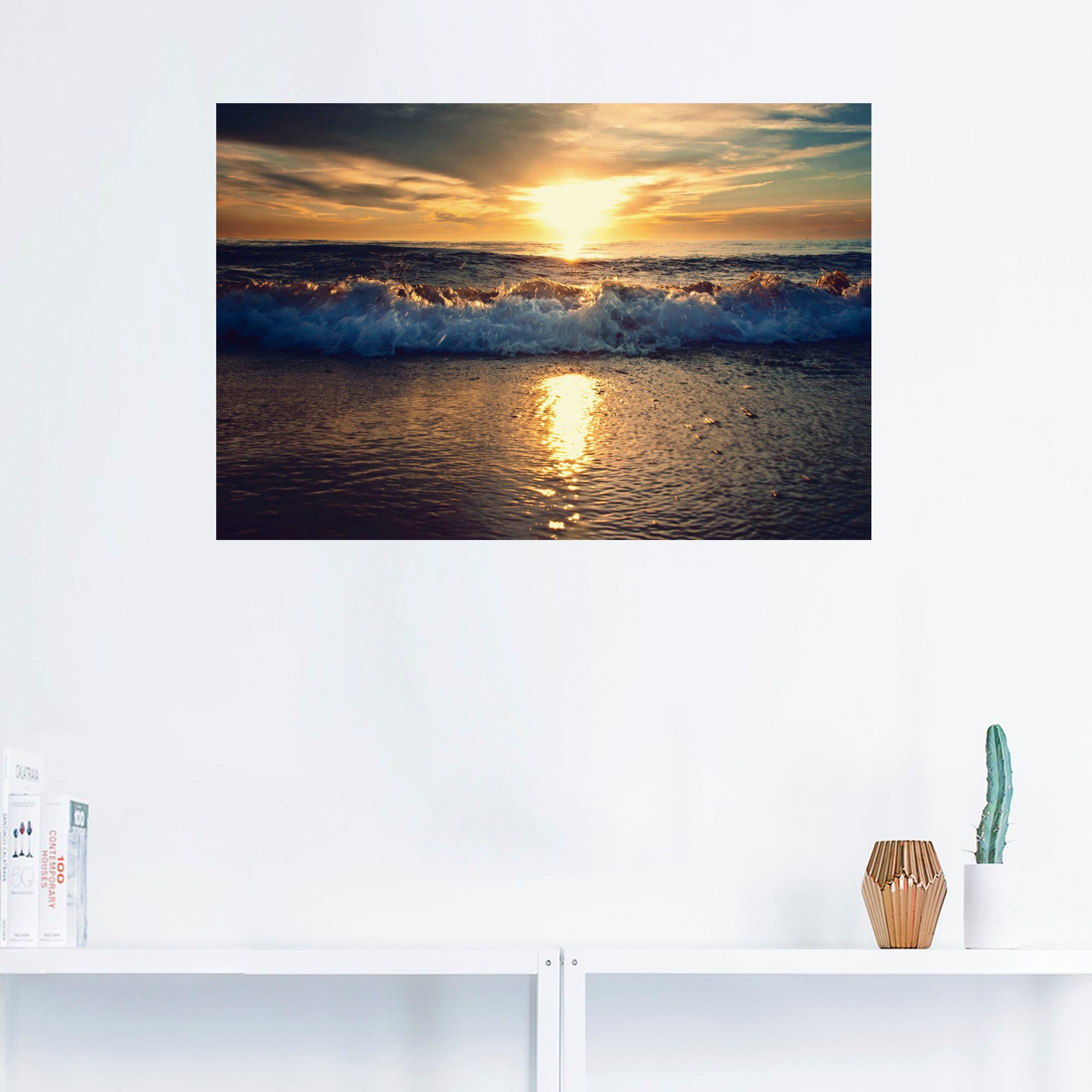 Wandbild Leinwandbild, versch. Gewässer als Alubild, Meer, am St), Sonnenuntergang (1 Poster Artland Wandaufkleber in oder Größen