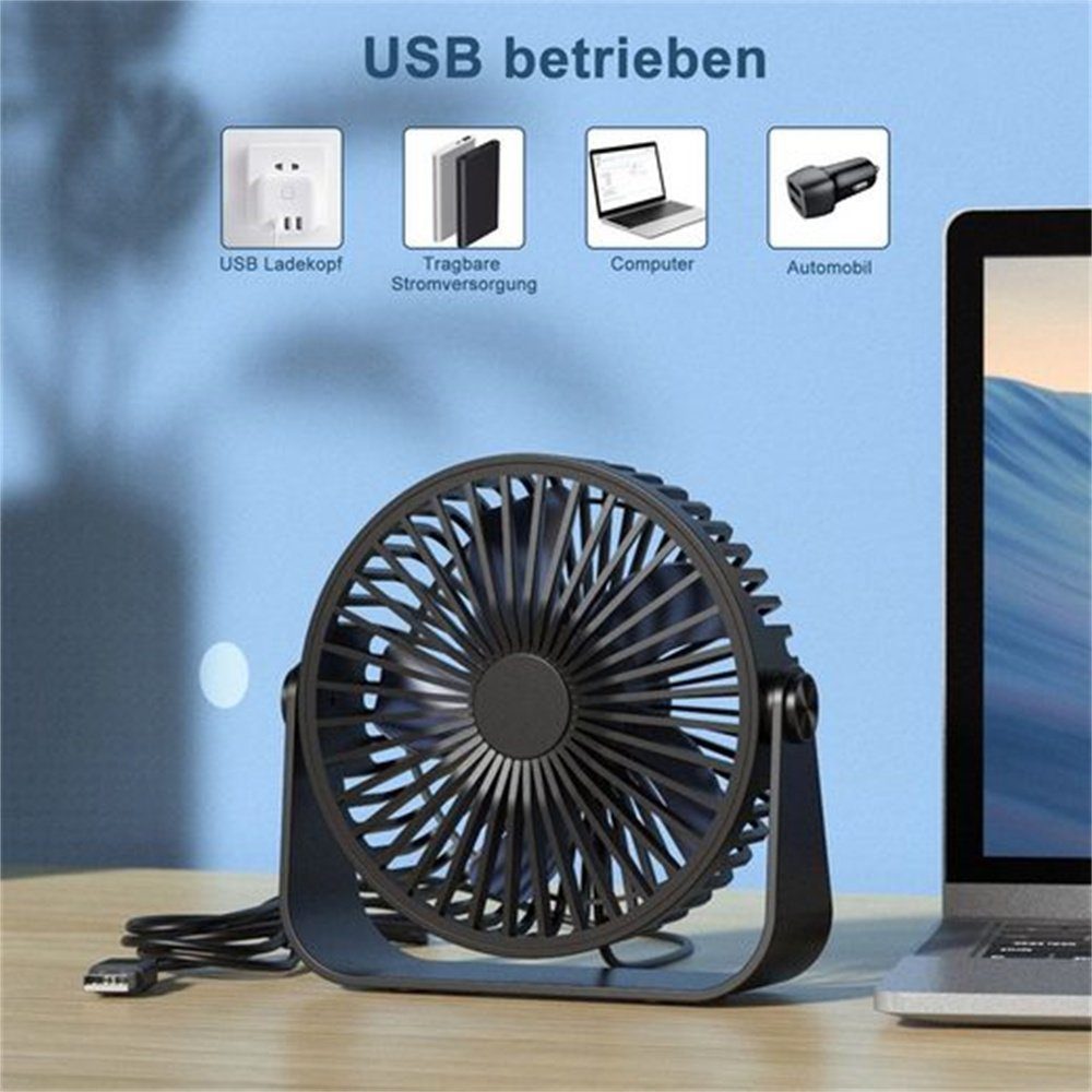 für Büro Ventilator, USB-Ventilator Mini Schlafzimmer 3 USB Geschwindigkeitsstufen, Vaxiuja Mini