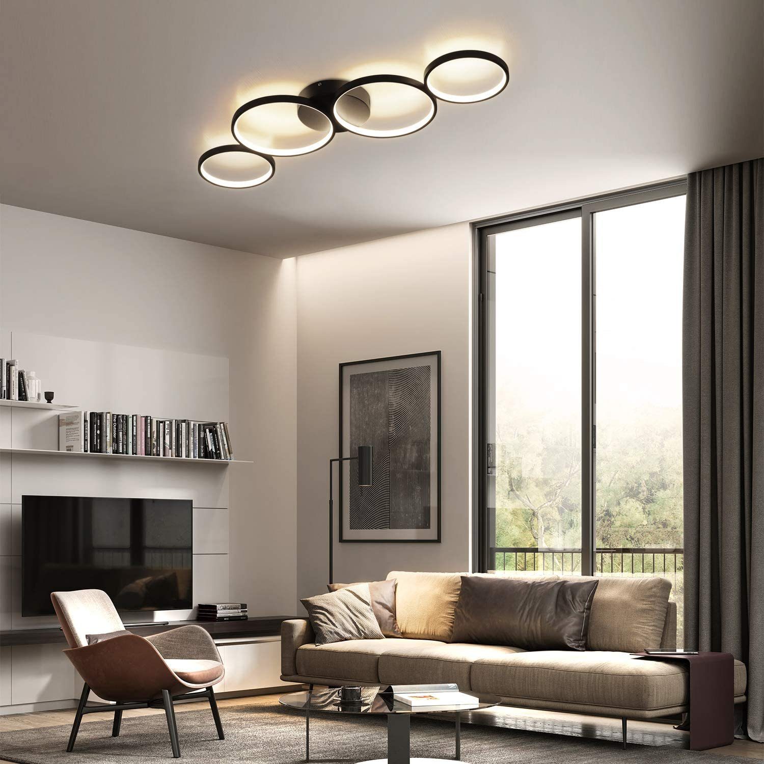 ZMH LED Deckenleuchte Wohnzimmer 4 Flammig günstig online kaufen