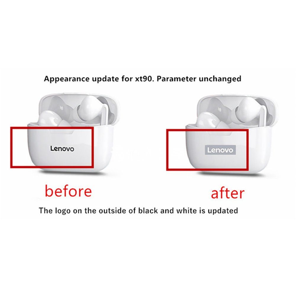 Lenovo XT90 300 Stereo-Ohrhörer mit - Wireless, mit 5.0, Bluetooth Bluetooth-Kopfhörer mAh Assistant, Schwarz) Touch-Steuerung (True Google kabellos, Kopfhörer-Ladehülle Siri