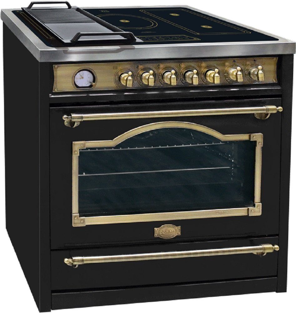 Kaiser Küchengeräte Induktions Herd-Set HC 93655 IEm+T 4000 Em, mit 1-fach-Teleskopauszug, Elektro Standherd 90 cm+Retro-Toaster