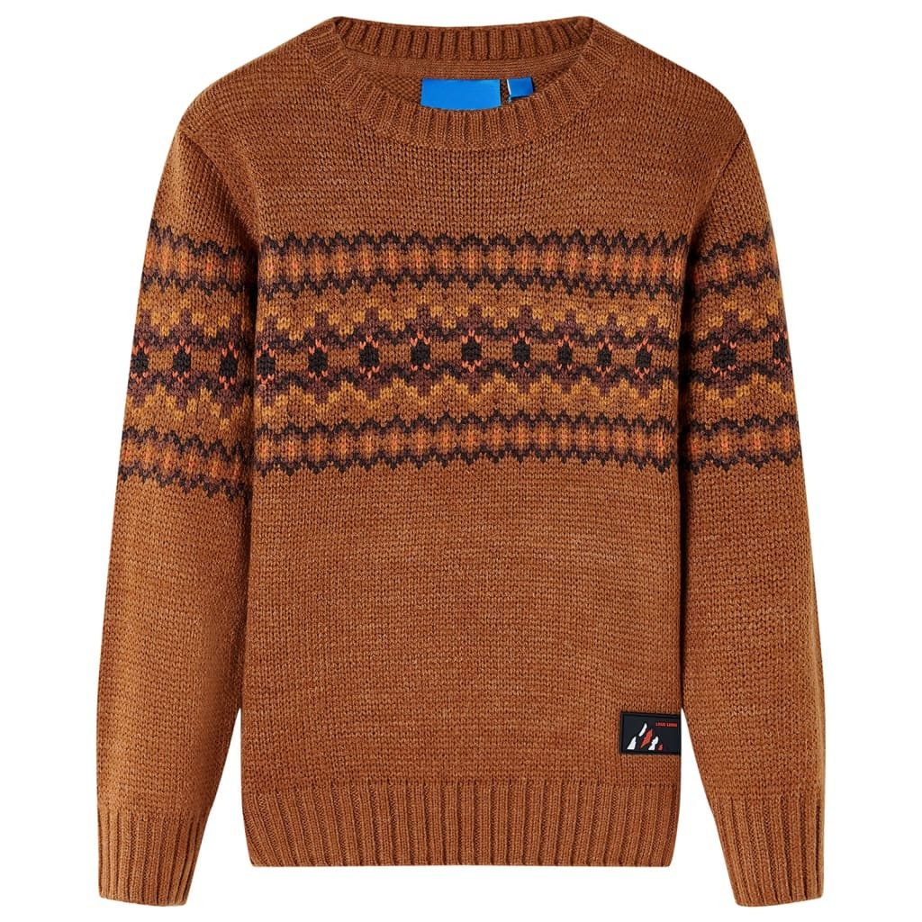 vidaXL Rundhalspullover Kinderpullover Gestrickt Cognac 116