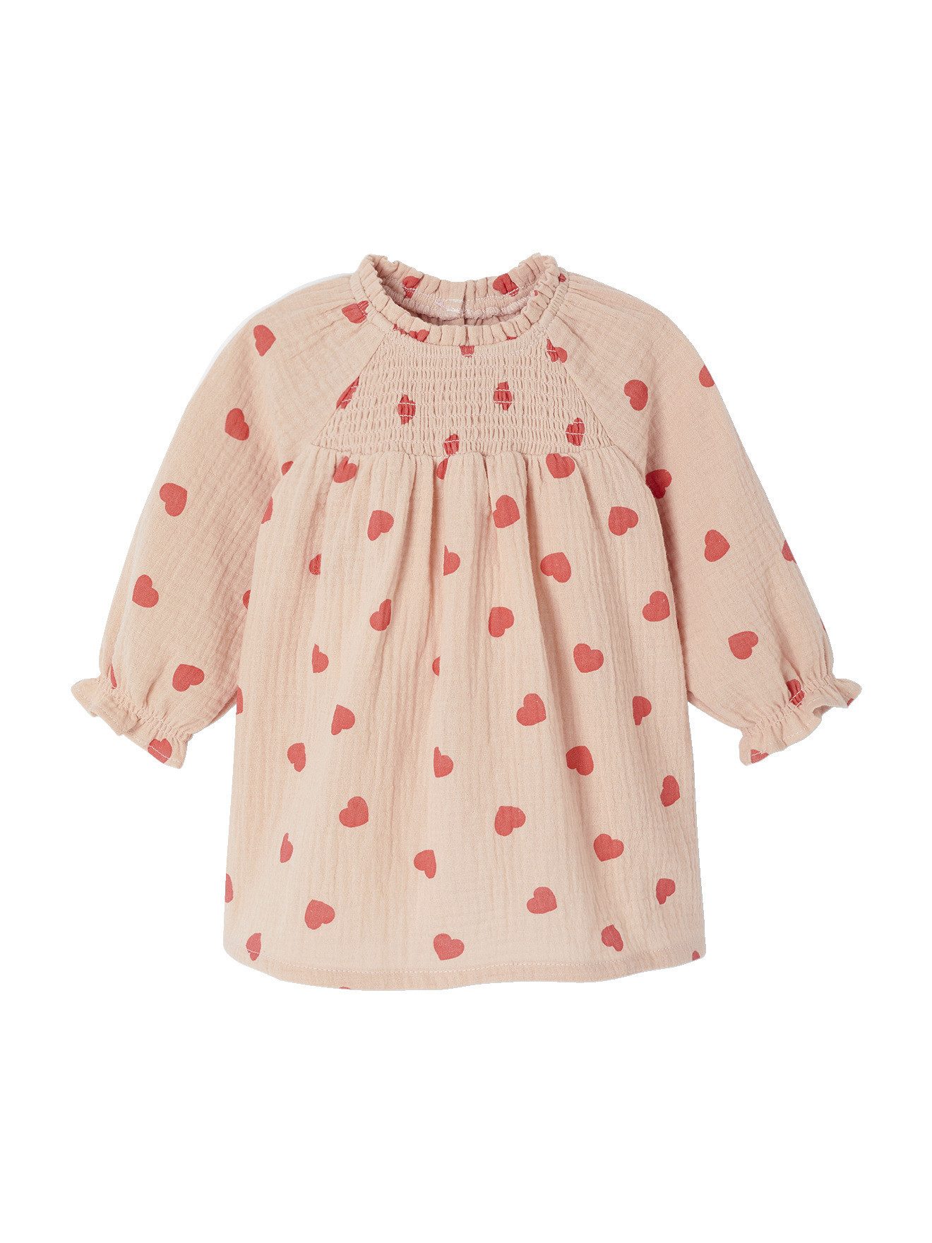 vertbaudet Minikleid Baby Musselin-Kleid mit Herzen