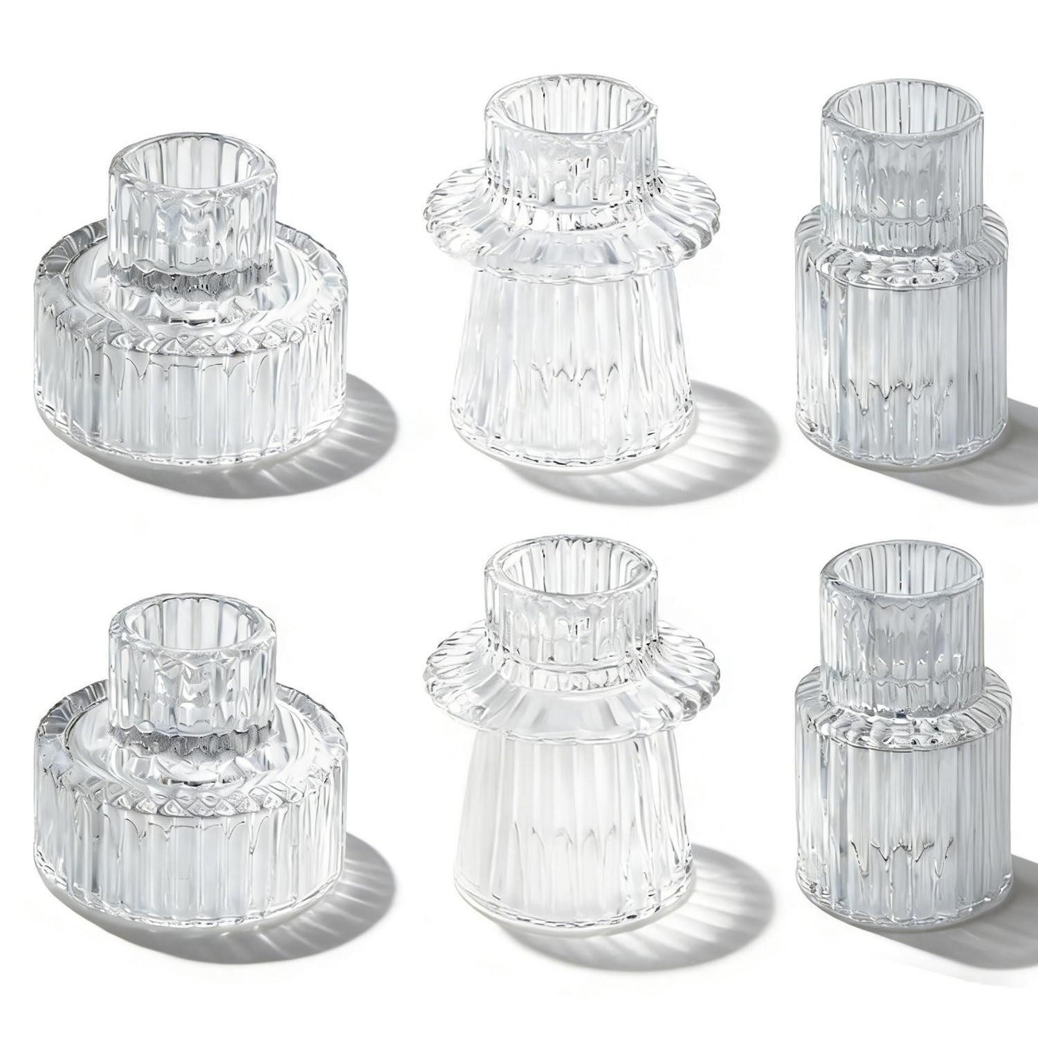 LuxusKollektion Kerzenständer Kerzenständer Glas 6er Set (6 St)