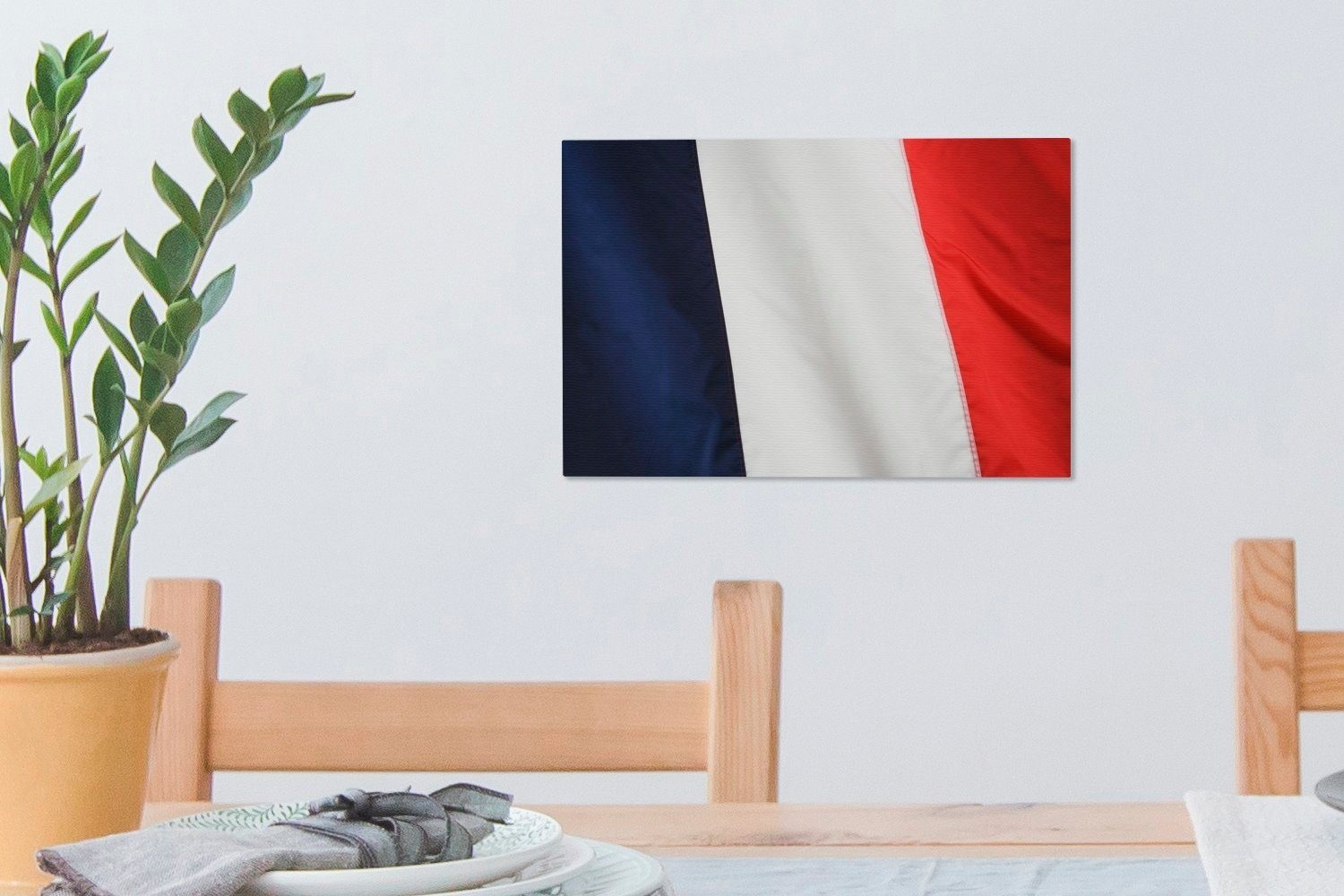 OneMillionCanvasses® Leinwandbild Die Flagge Aufhängefertig, Frankreichs Wanddeko, St), aus (1 cm Leinwandbilder, der Nähe, 30x20 Wandbild
