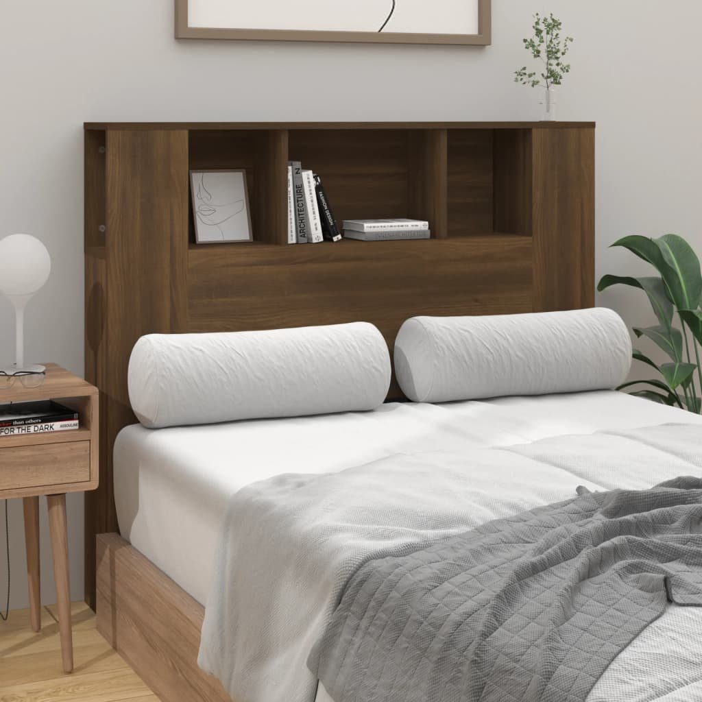 vidaXL Bett Kopfteil mit Ablagen Braun Eichen-Optik 120x18,5x102,5 cm (1-tlg)