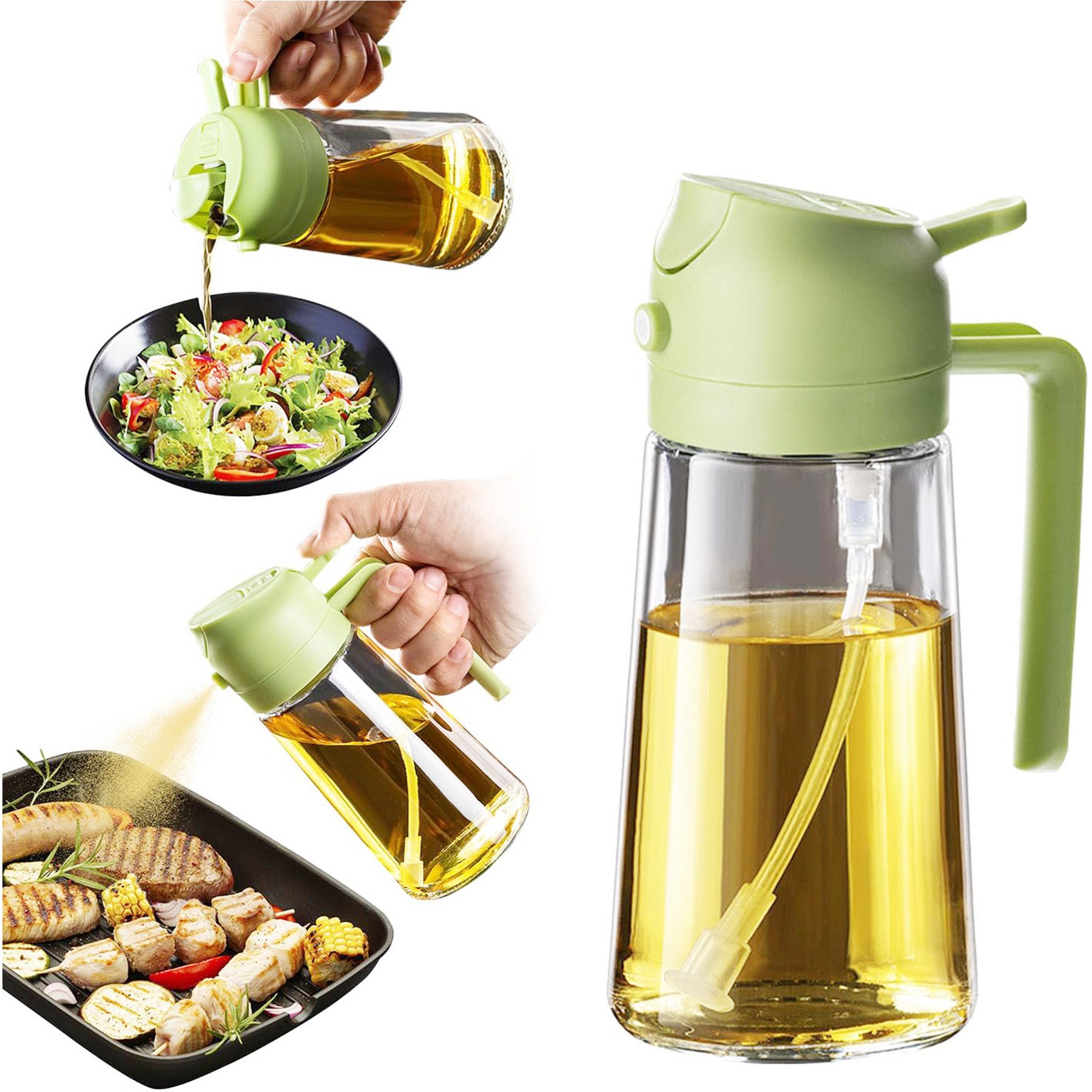 Menage 2 in 1 Ölsprüher für speiseöl, 470ml Öl Sprühflasche lebensmittelecht