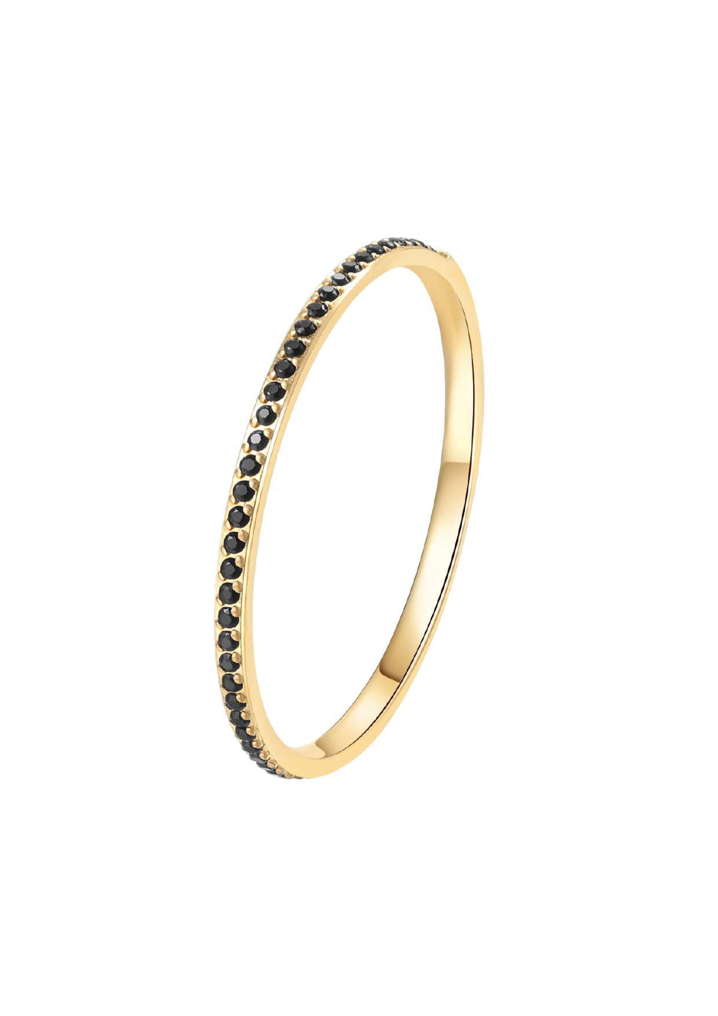 Hey Happiness Fingerring mit Kristallen in Grün / Schwarz, 18K vergoldet, D günstig online kaufen