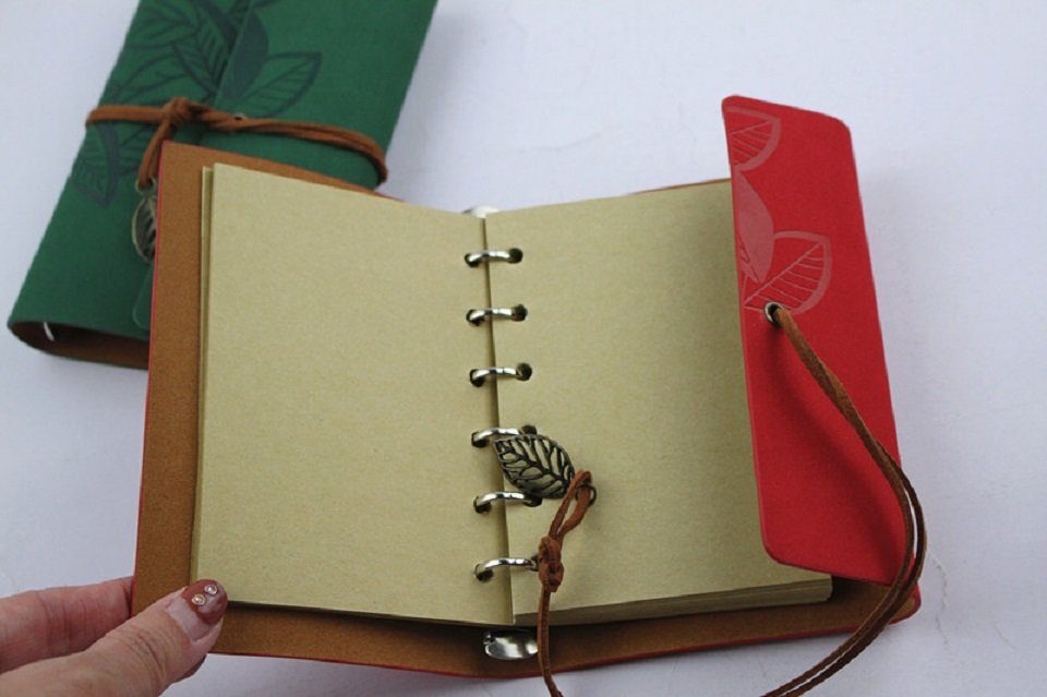 nachfüllbar 101DIYStudio Blättern Rot Notizbuch Stilvolles Emblem A5 mit Tagebuch Vintage