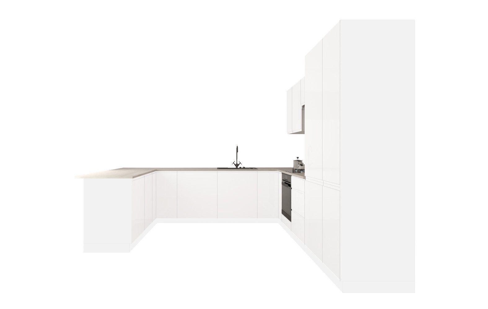 ROYAL24_MARKT Küchenzeile Velmora U-Form Küche KÜ10 – mit viel Stauraum und MDF-Fronten, (Komplett Set), Edles Material - Zeitlos - Elegant