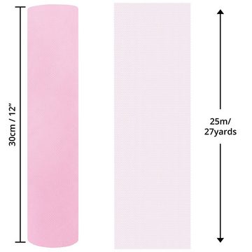 Handi Stitch Streudeko 2 Rollen Tüllstoff, Pink, 30cm x 25m, 2 Stück Tüll Stoff Rollen, Pink, 30cm x 25m