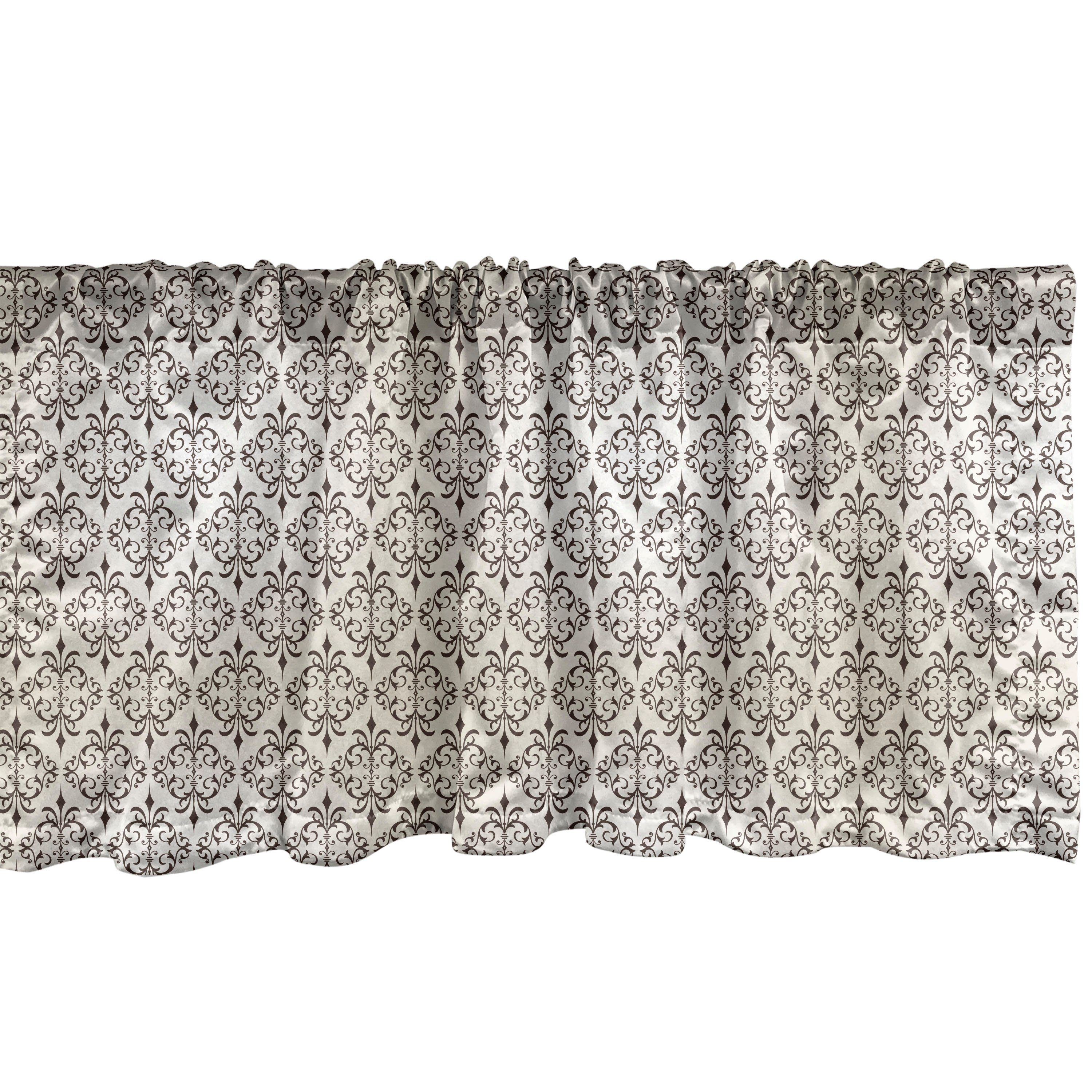 Scheibengardine Vorhang Volant für Küche Schlafzimmer Dekor mit Stangentasche, Abakuhaus, Microfaser, Nicht-gerade weiss Traditionelle Curls Pattern