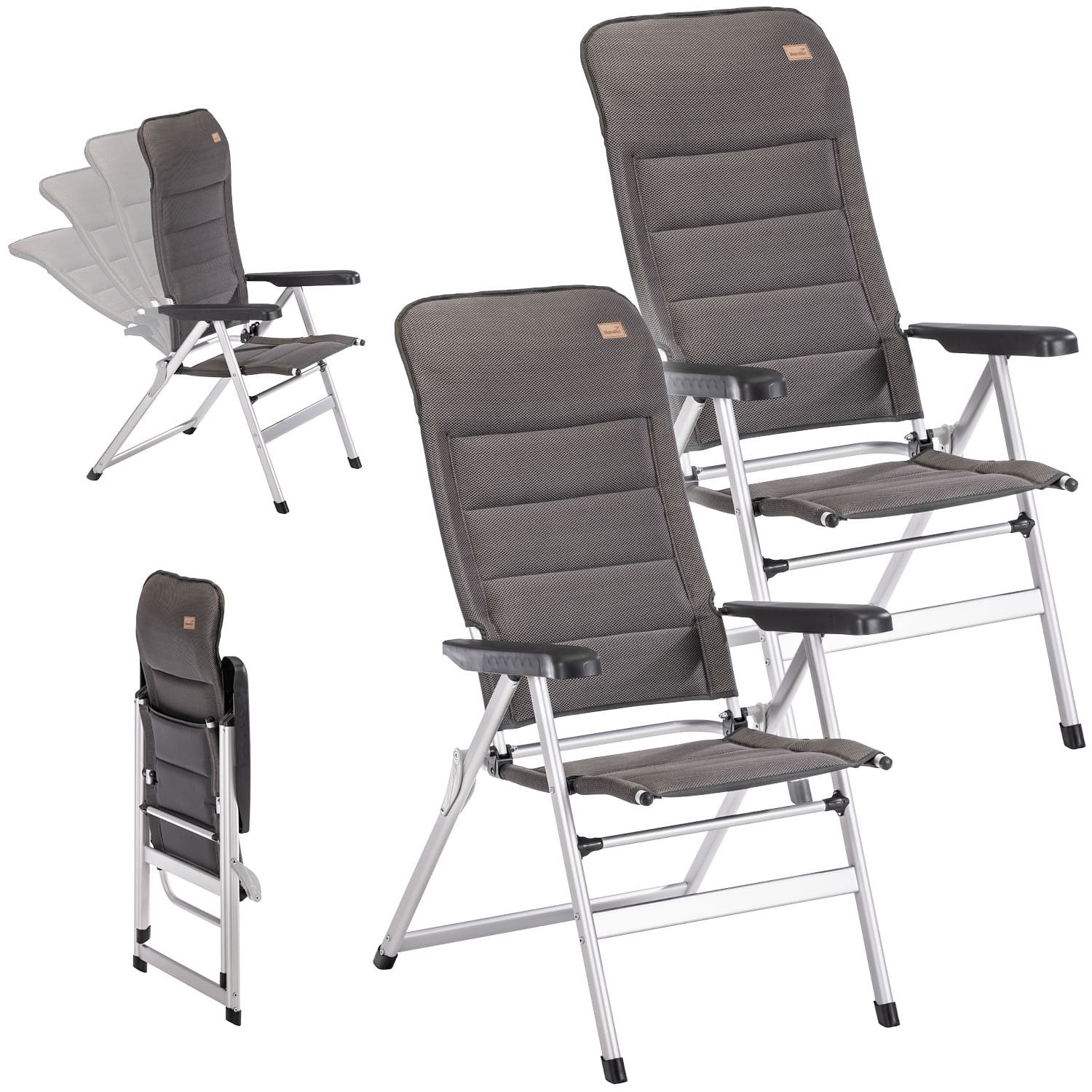 Skandika Campingstuhl 2er-Set Alu-Hochlehner Lepola, Alu, Rückenlehne verstellbar, faltbar aus Aluminium, Alu-Gartenstuhl, verstellbare Rückenlehne