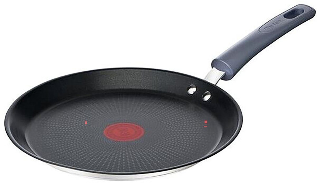Tefal Bratpfanne Pfannkuchenpfanne Ø 25 cm Spülmaschinenfest Temperaturindikation, Aluminium, antihaftende, mit Titanzusatzmitteln