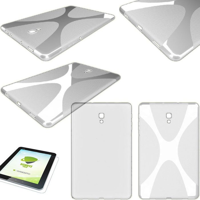 Wigento Tablet-Hülle Silikon X-Line Hülle Tasche Transparent für Samsung Galaxy Tab A 10.1 2019 T510 T515 + HD Folie