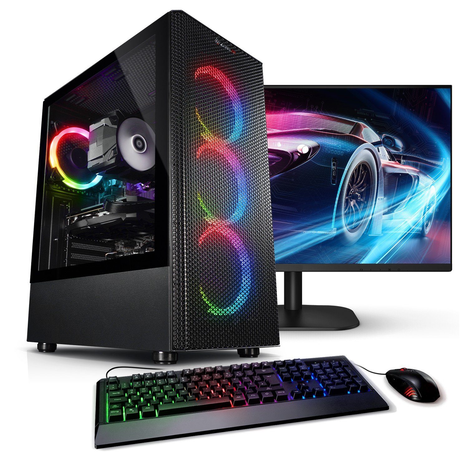 Kiebel Tornado 12 Gaming-PC-Komplettsystem (27", Intel Core i7 Intel Core i7-12700KF, RTX 5060, 32 GB RAM, 1000 GB SSD, ARGB-Beleuchtung, WLAN)