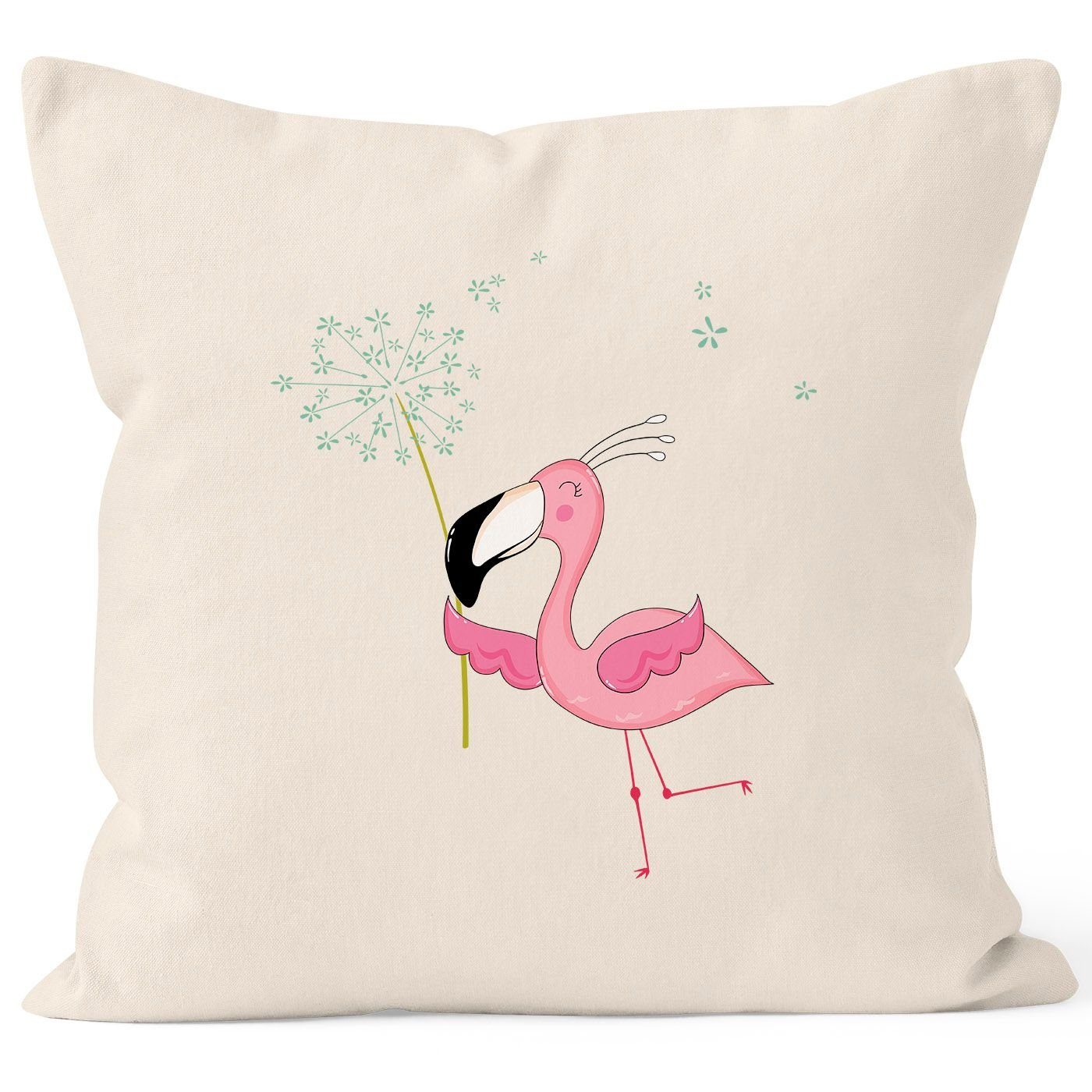 MoonWorks Dekokissen Kissen-Bezug Flamingo Pusteblume Dandelion Kissen-Hülle Deko-Kissen Baumwolle MoonWorks® natur