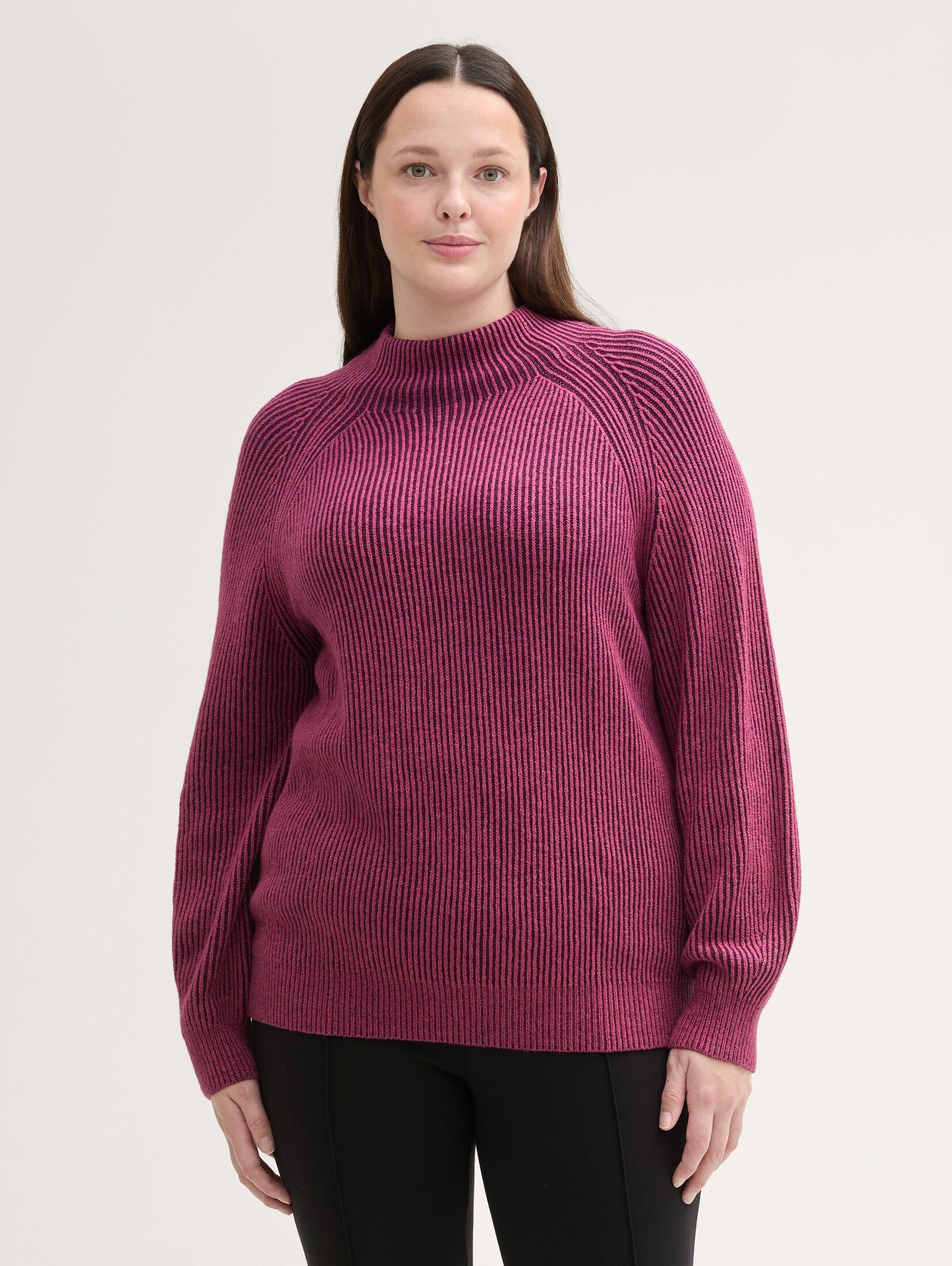 Strickpullover Plus Size - Strickpullover mit Stehkragen