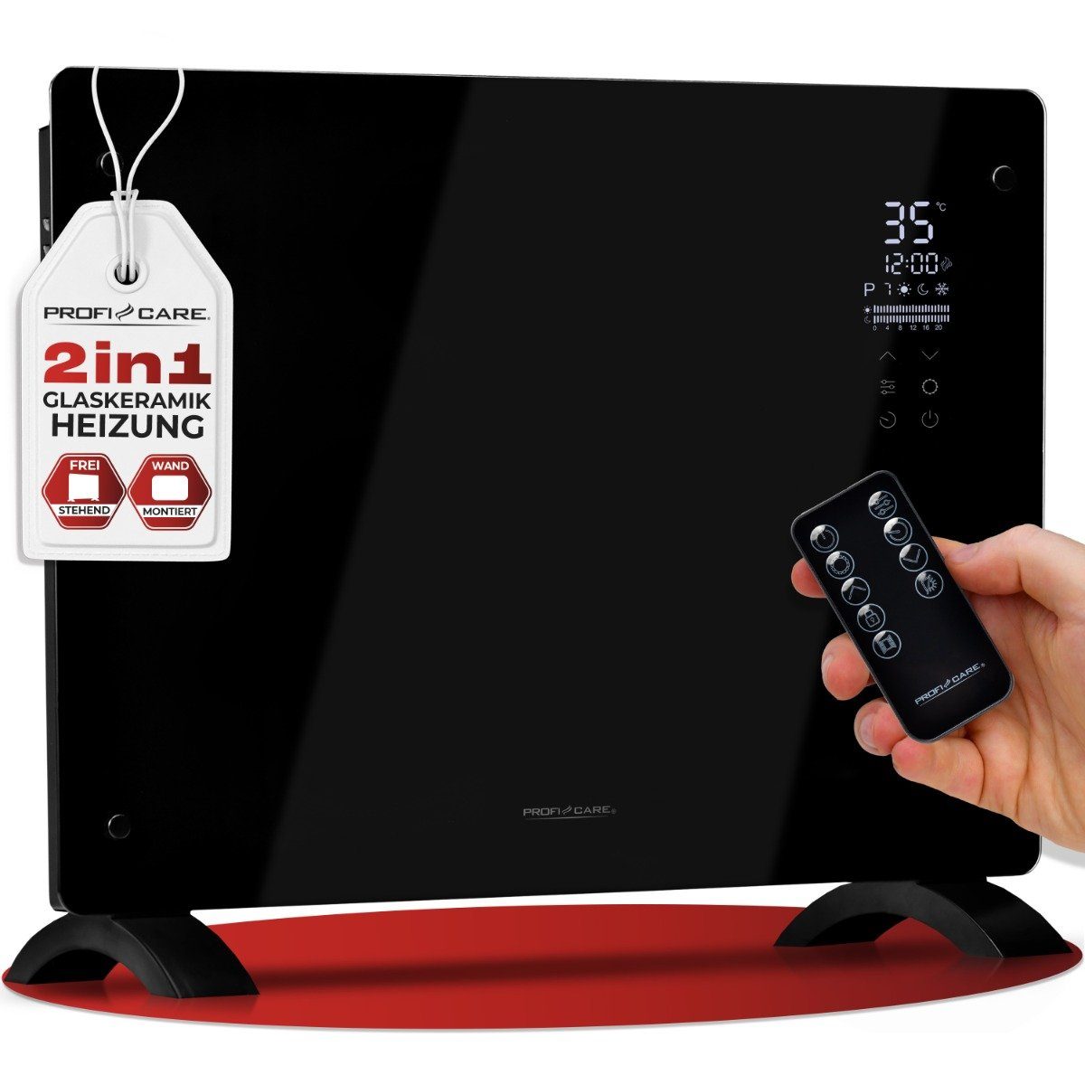 ProfiCare Konvektor PC-GKH 3118, mit Glasfront, einfache Wandmontage, 2 Heizstufen