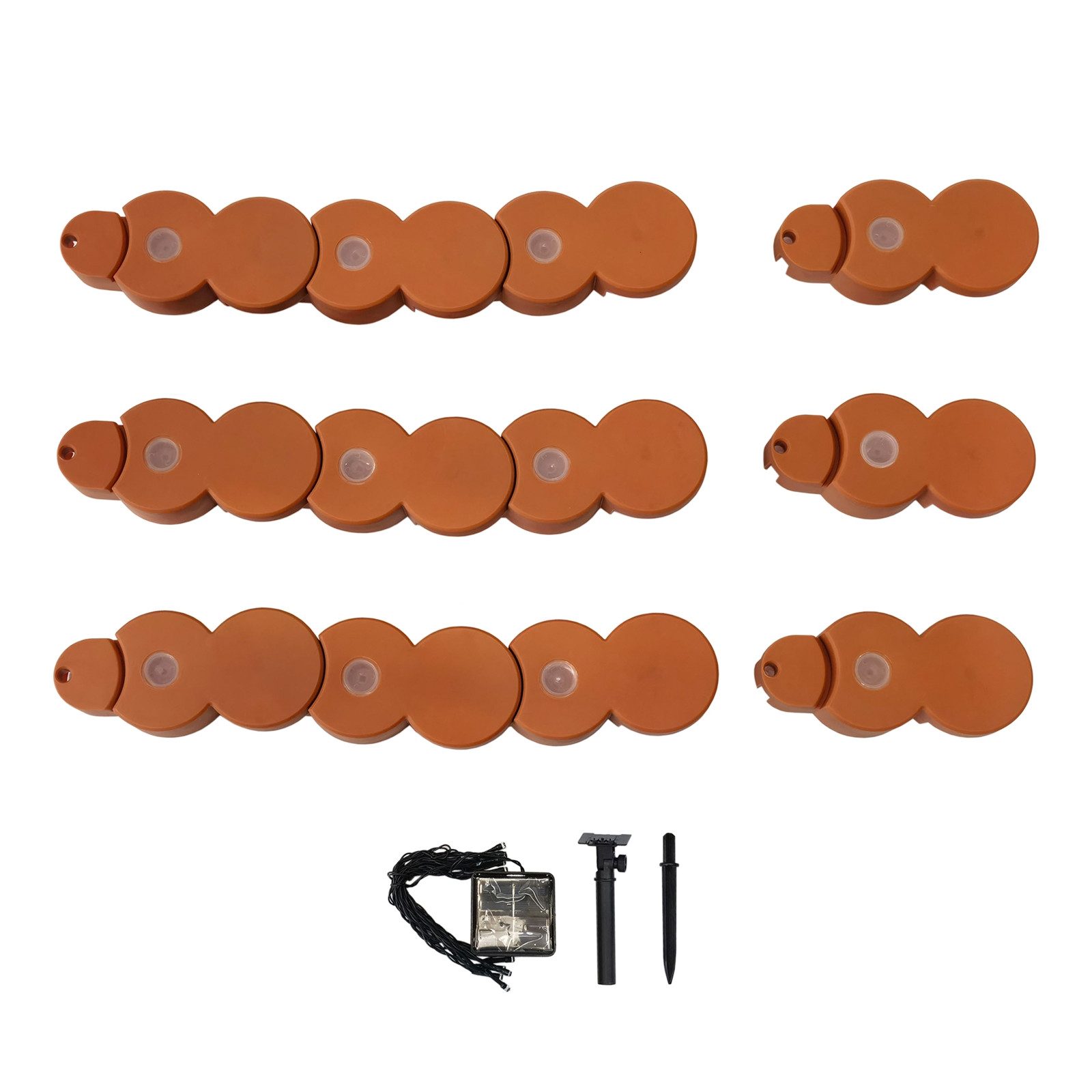 HTI-Living Beetumrandung Beeteinfassung Länge 950 cm Terracotta, LxH: 22x4.5 cm, Set, 60 Module inkl. 5 Solar Lichterketten, Beetumrandung Rasenkante Beetbegrenzung