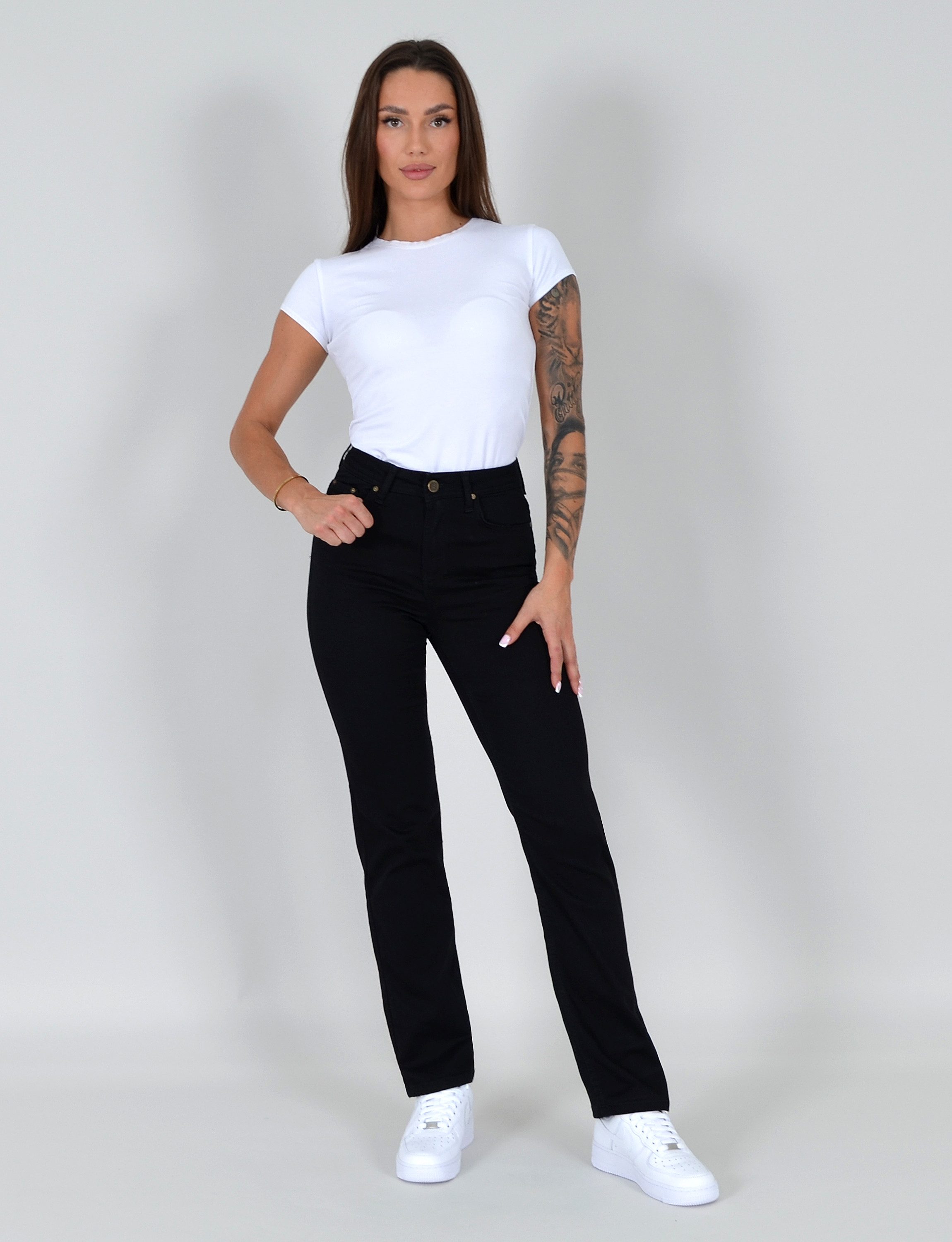 ESRA Straight-Jeans Damen Stretch-Jeans G1400 Straight Jeans Damen High Waist Stretch Jeans Damen Regular Hose