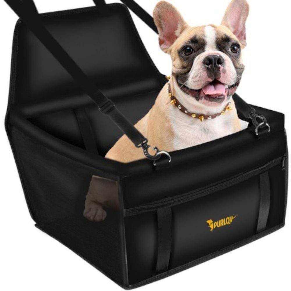Purlov Tierkorb Hundetransportsitz Transportsitz, wasserdicht, längenverstellbaren Gurte 40 x 30 x 40 cm schwarz Hund
