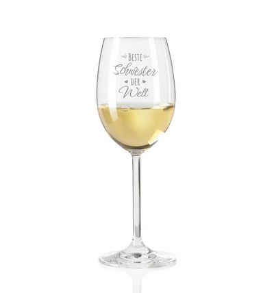 KS Laserdesign Weißweinglas »Leonardo Weinglas mit Gravur für die beste Schwester der Welt«, TEQTON Glas, Geschenkidee, Geburtstag, Weihnachten