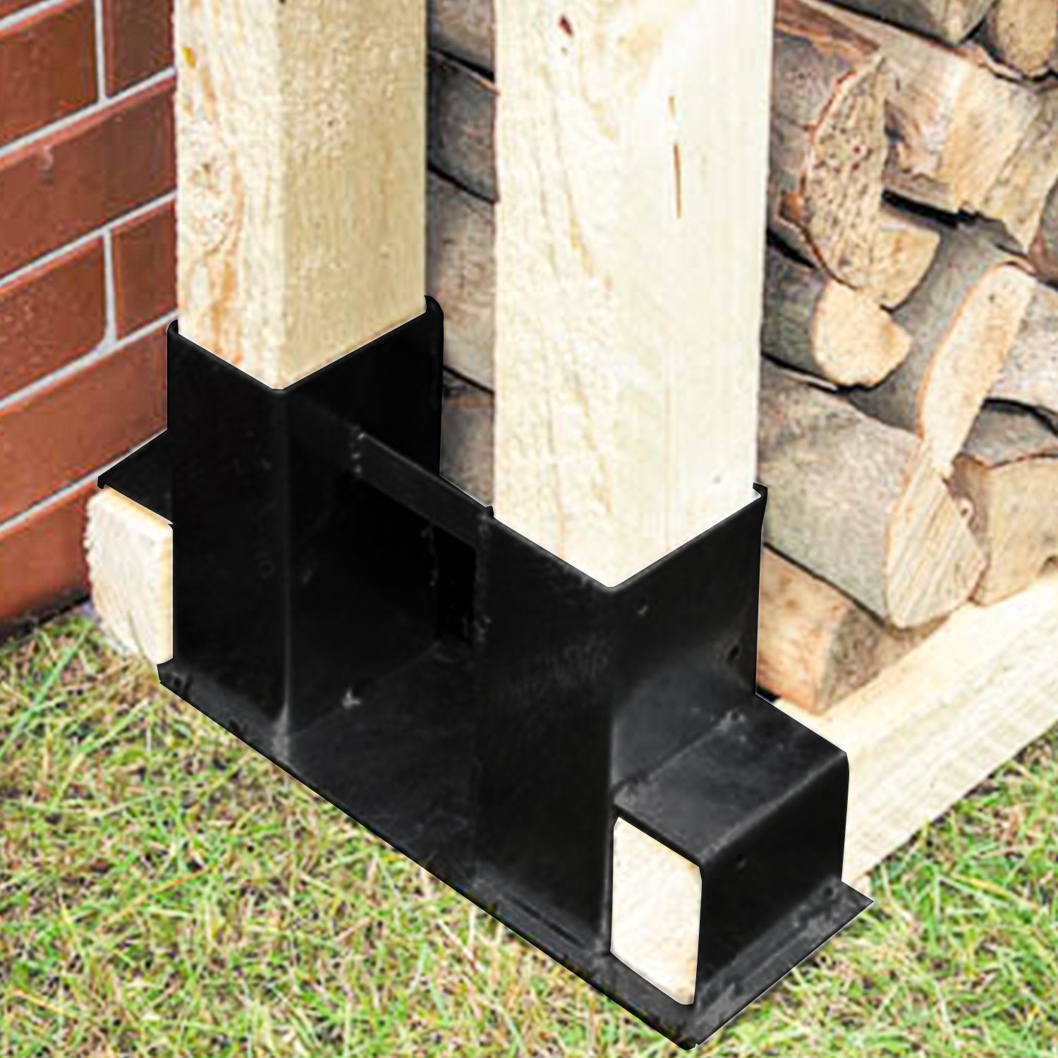 Clanmacy Stapelregal Holzstapelhilfe 4St. Stapelhilfe Brennholz Kaminholz Verzinkt für Metall Brennholz Holzstapelhalter