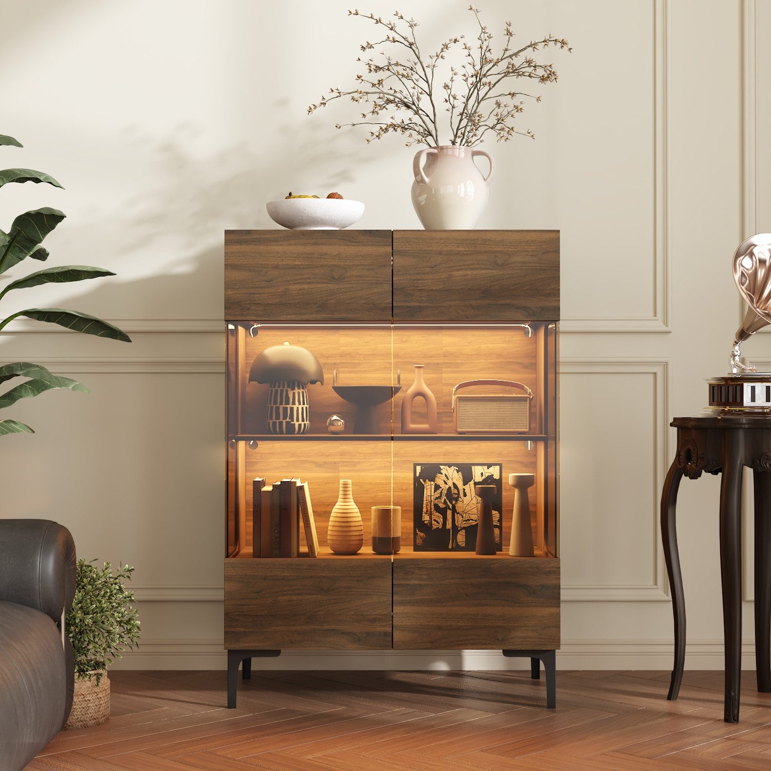 FUFU&GAGA Glasvitrine Moderner Vitrinenschrank mit Beleuchtung, günstig online kaufen
