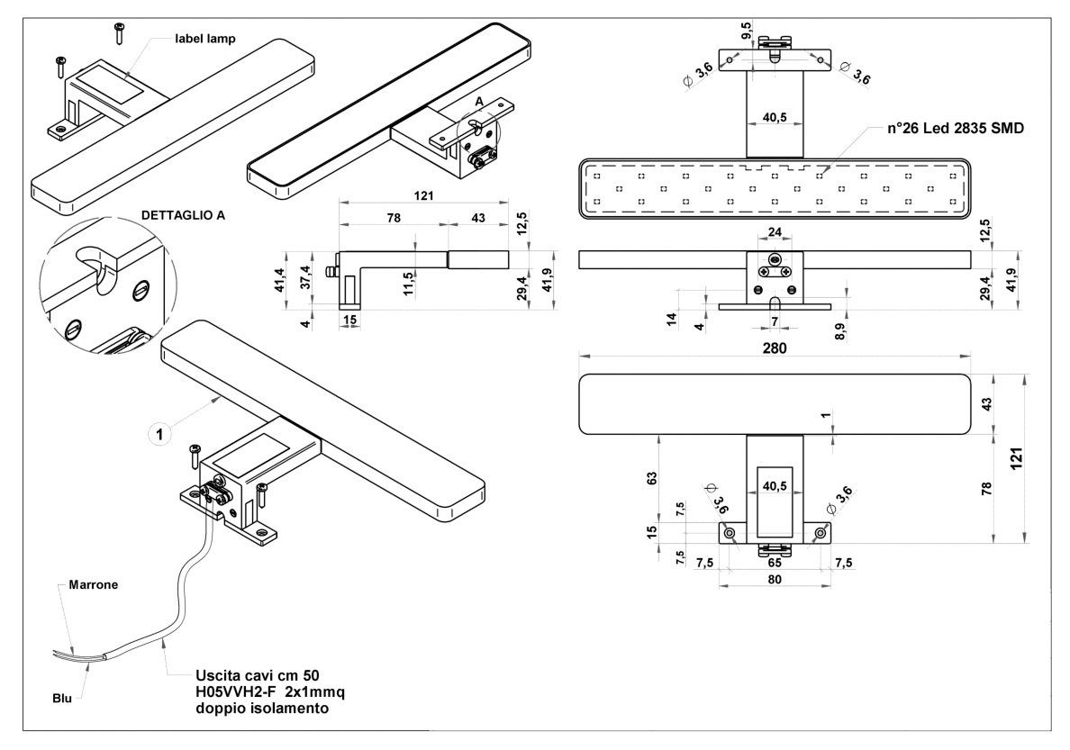 ADOB Aufbauleuchte Spiegelleuchte, integriert, fest Tageslichtweiß, 28 LED cm