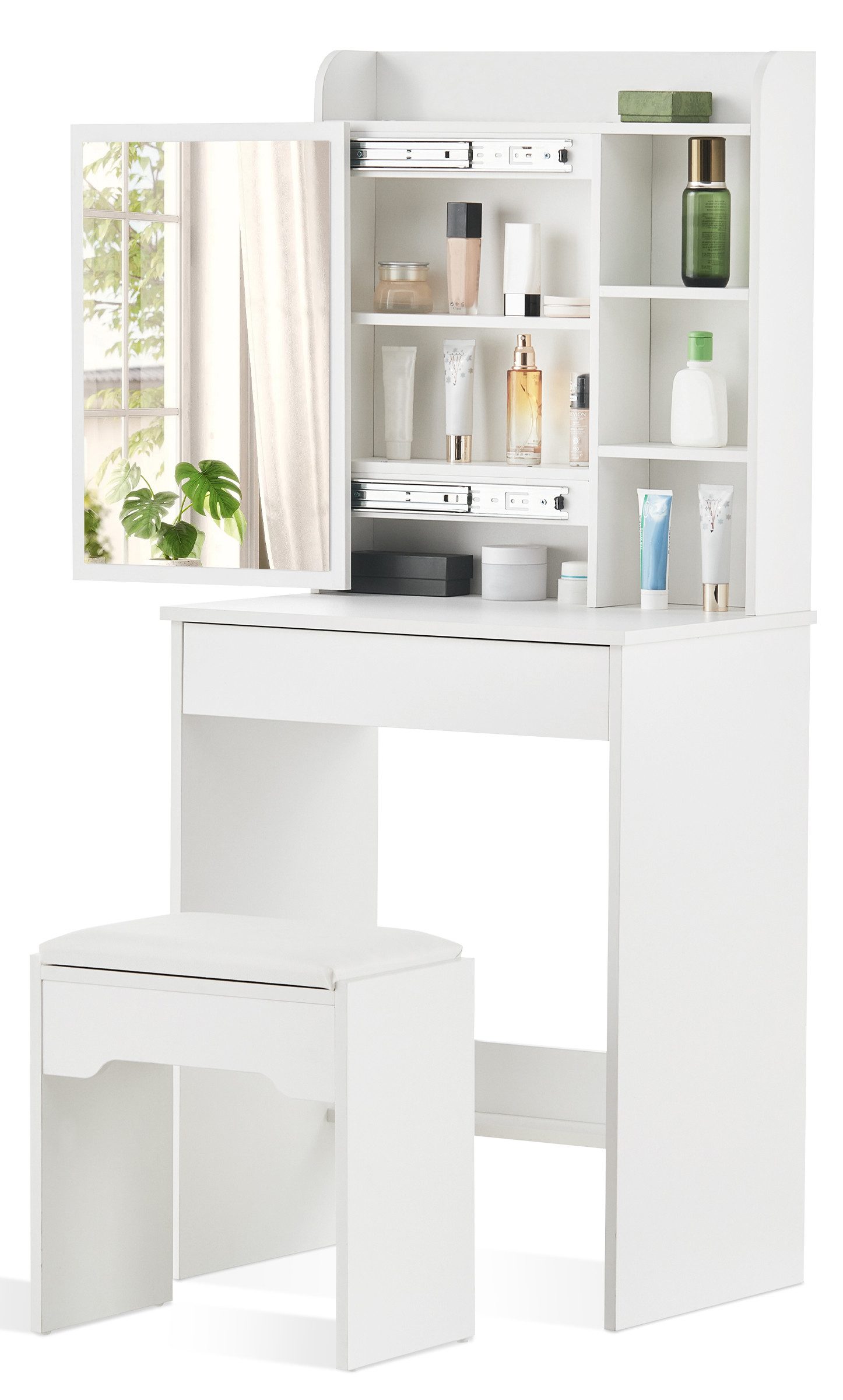 Schminktisch Kosmetiktisch mit Spiegel und Hocker