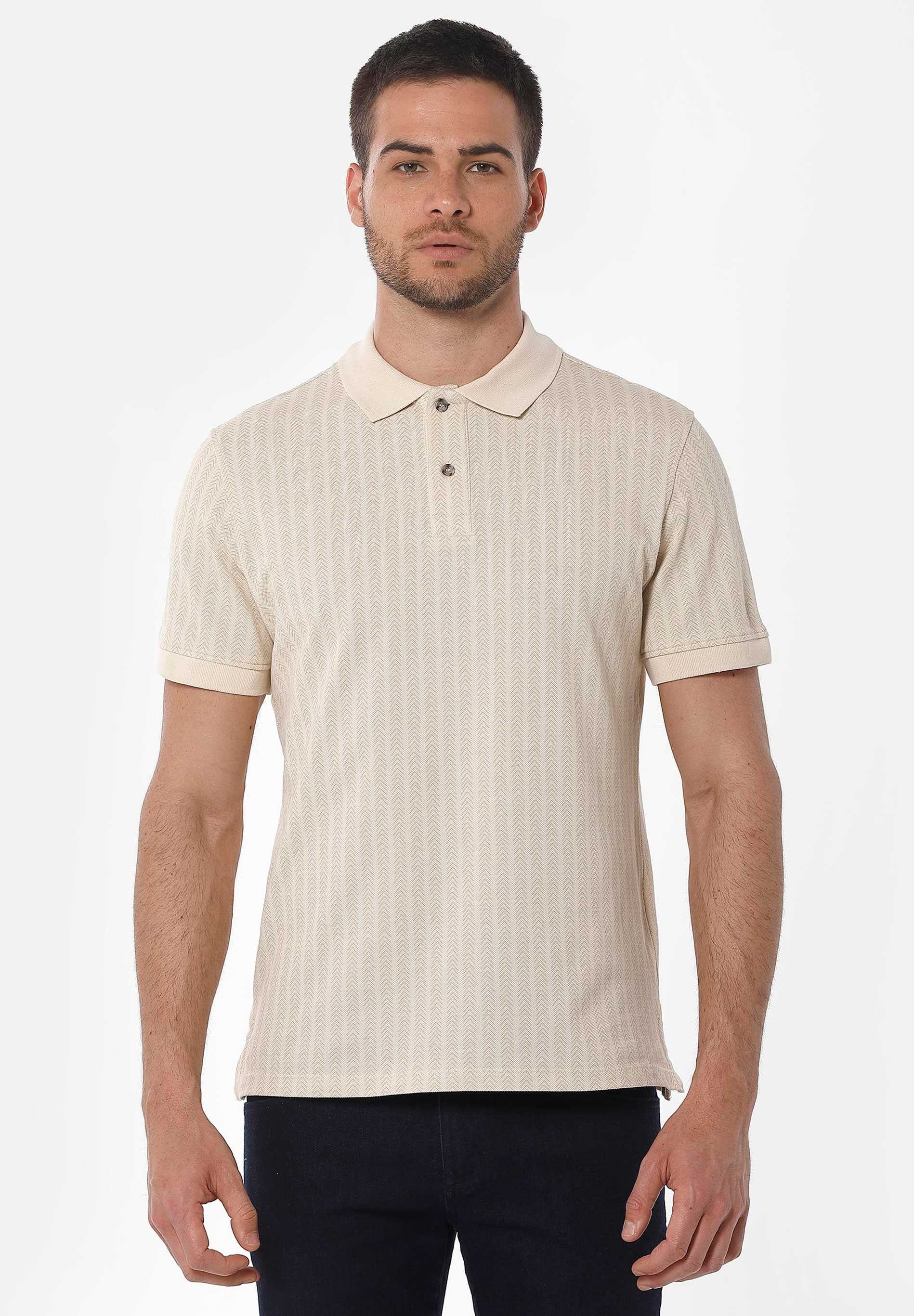 ORGANICATION Poloshirt Men's All-Over Printed Polo Shirt in Beige