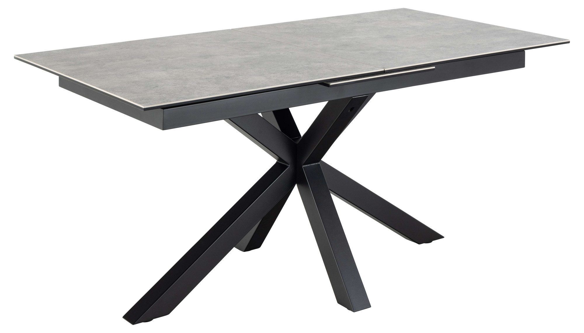 ACTONA GROUP Esstisch Heaven, Rechteckig Tischplatte aus rauer Keramik, Kreuzfuß, ausziehbar, Kratzfest, wasserabweisend, Sitzplatz für 4-8 Personen, B: 168/210 cm